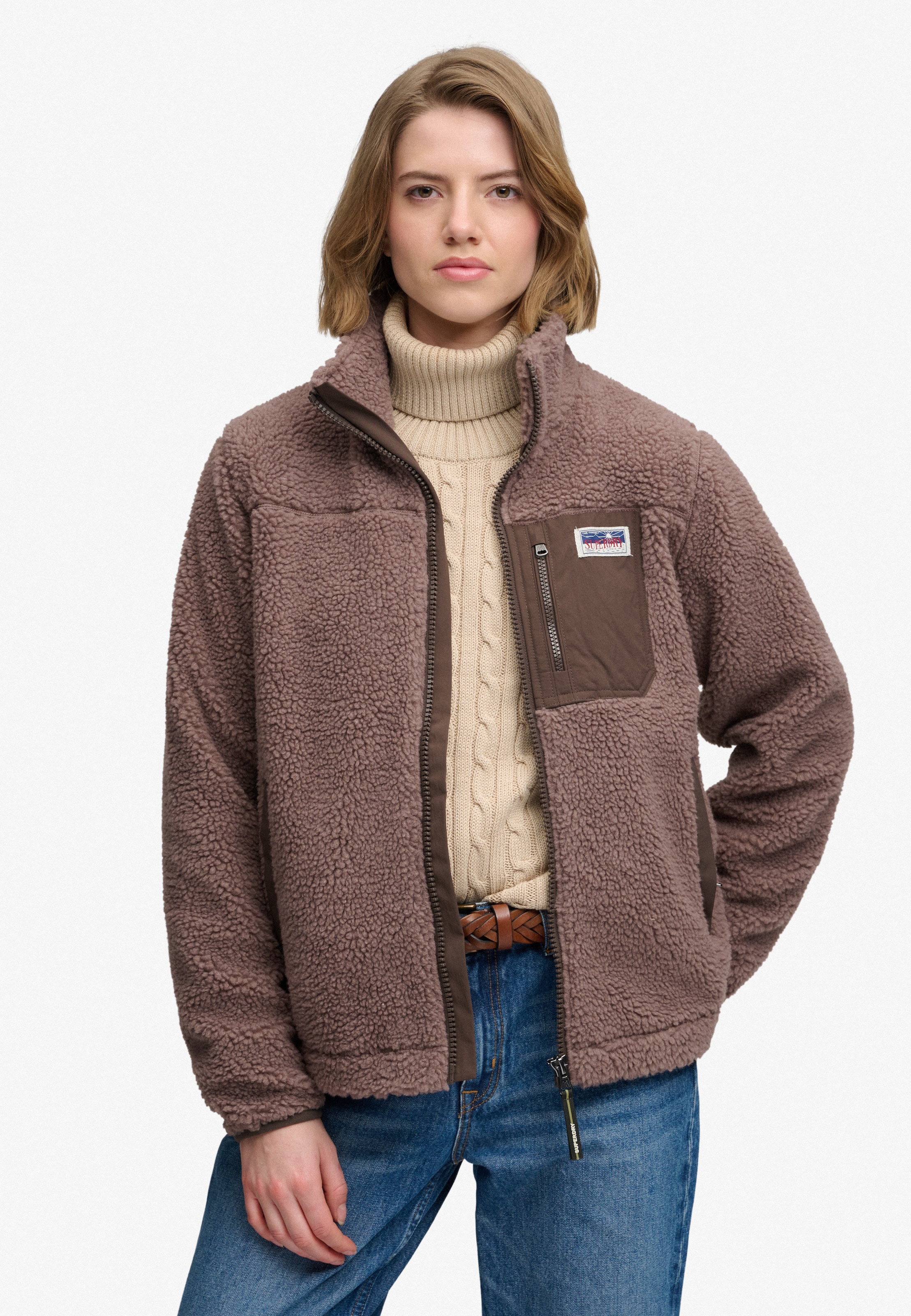 Superdry Sweat à capuche »HERITAGE ZIP THROUGH FLEECE« fibre synthétique, coupe décontractée