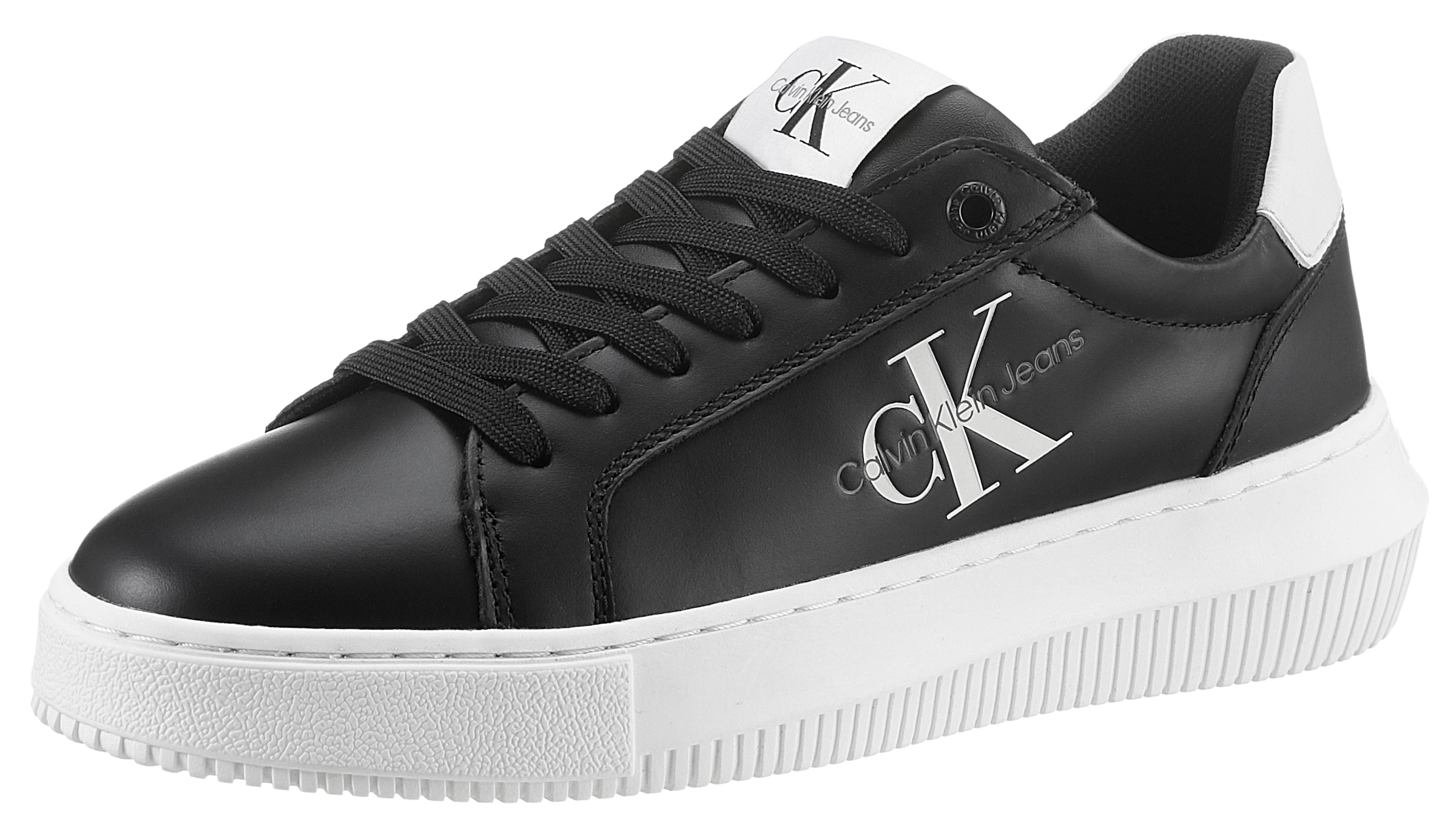 Calvin Klein Jeans Plateausneaker »CHUNKY CUPSOLE MONO LTH WN«, Freizeitschuh, Halbschuh, Schnürschuh mit...