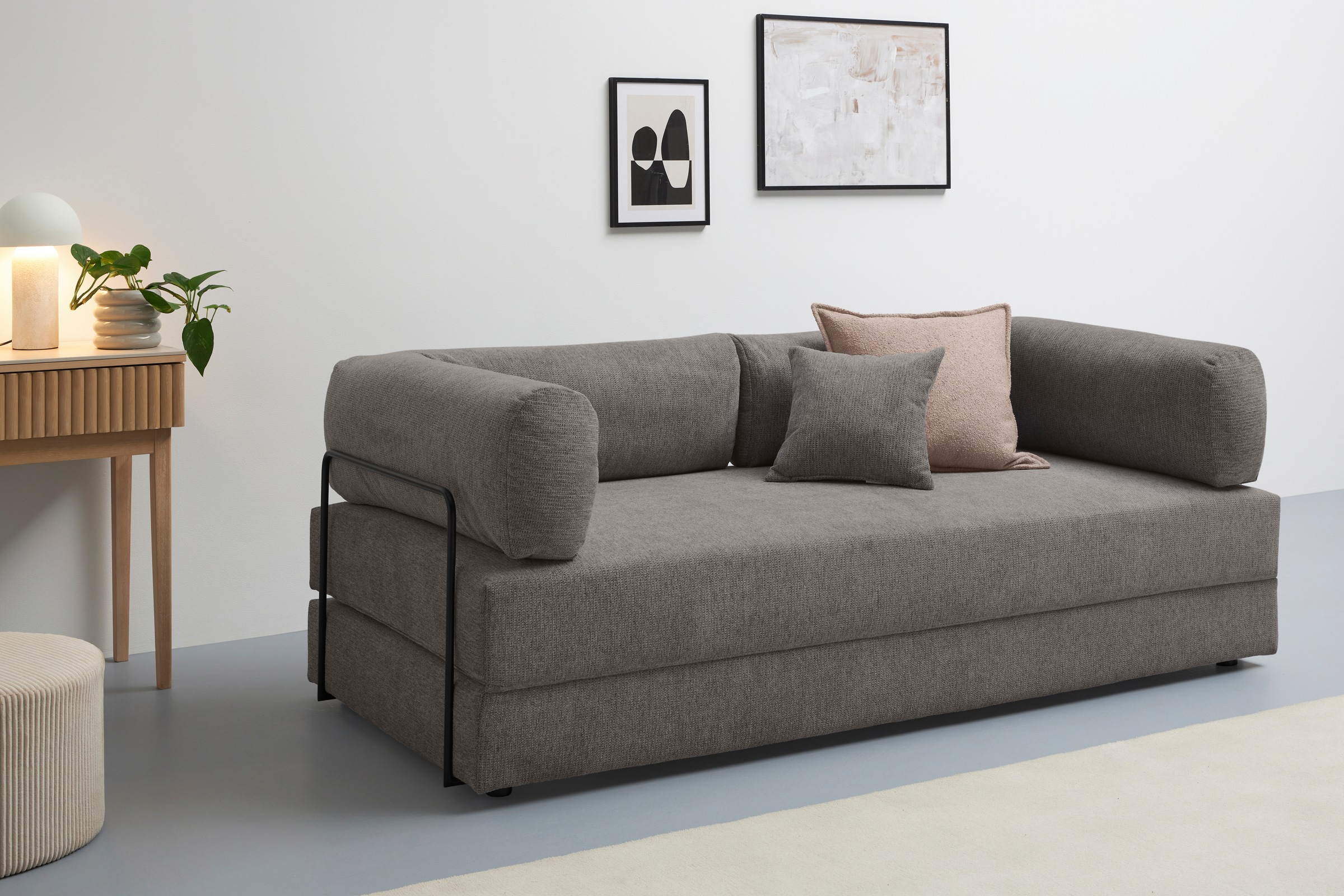 homsy by Ana Johnson Canapé-lit »Folda Dauerschläfer, B: 206 cm, Liegefl. 181x198 cm« avec fonction lit/sommeil, incl. 1 coussin décoratif, ressorts ensachés