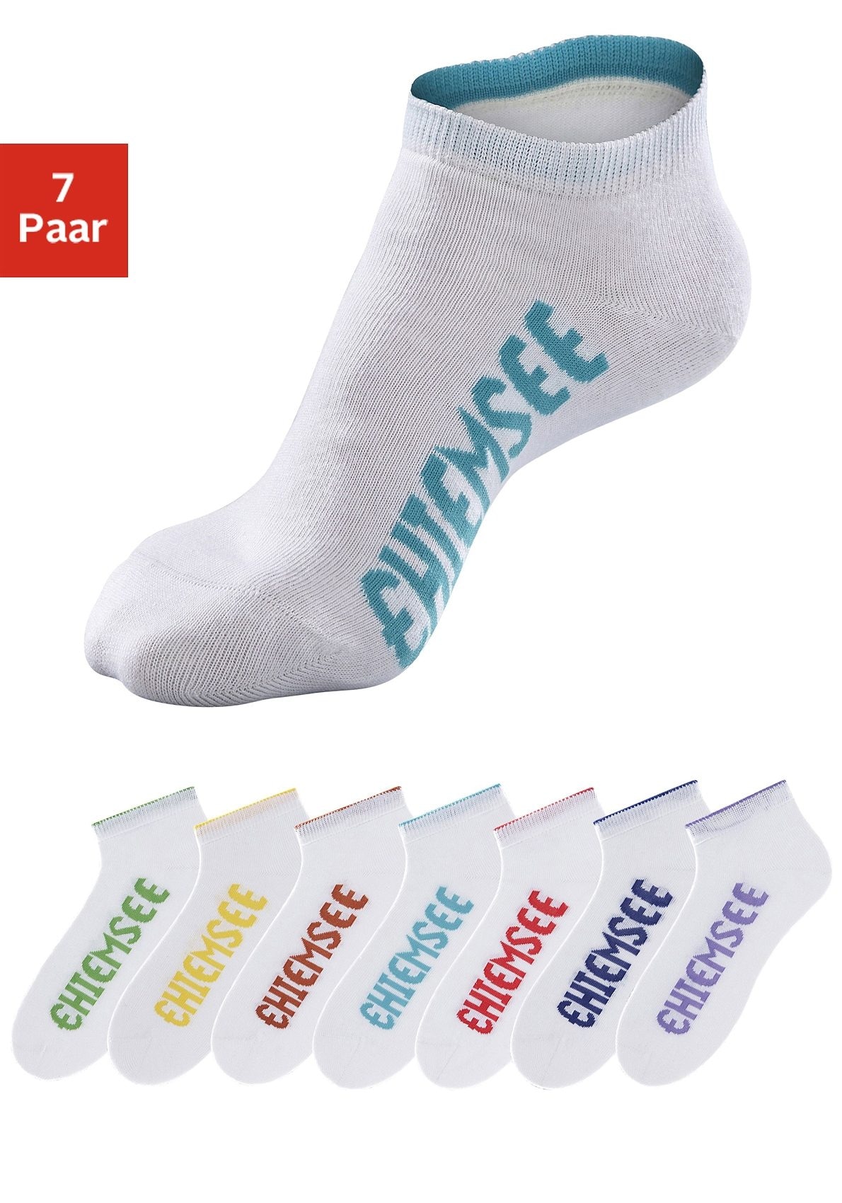 Chiemsee Sneakersocken, (Set, 7 Paar), mit farbigen Logos