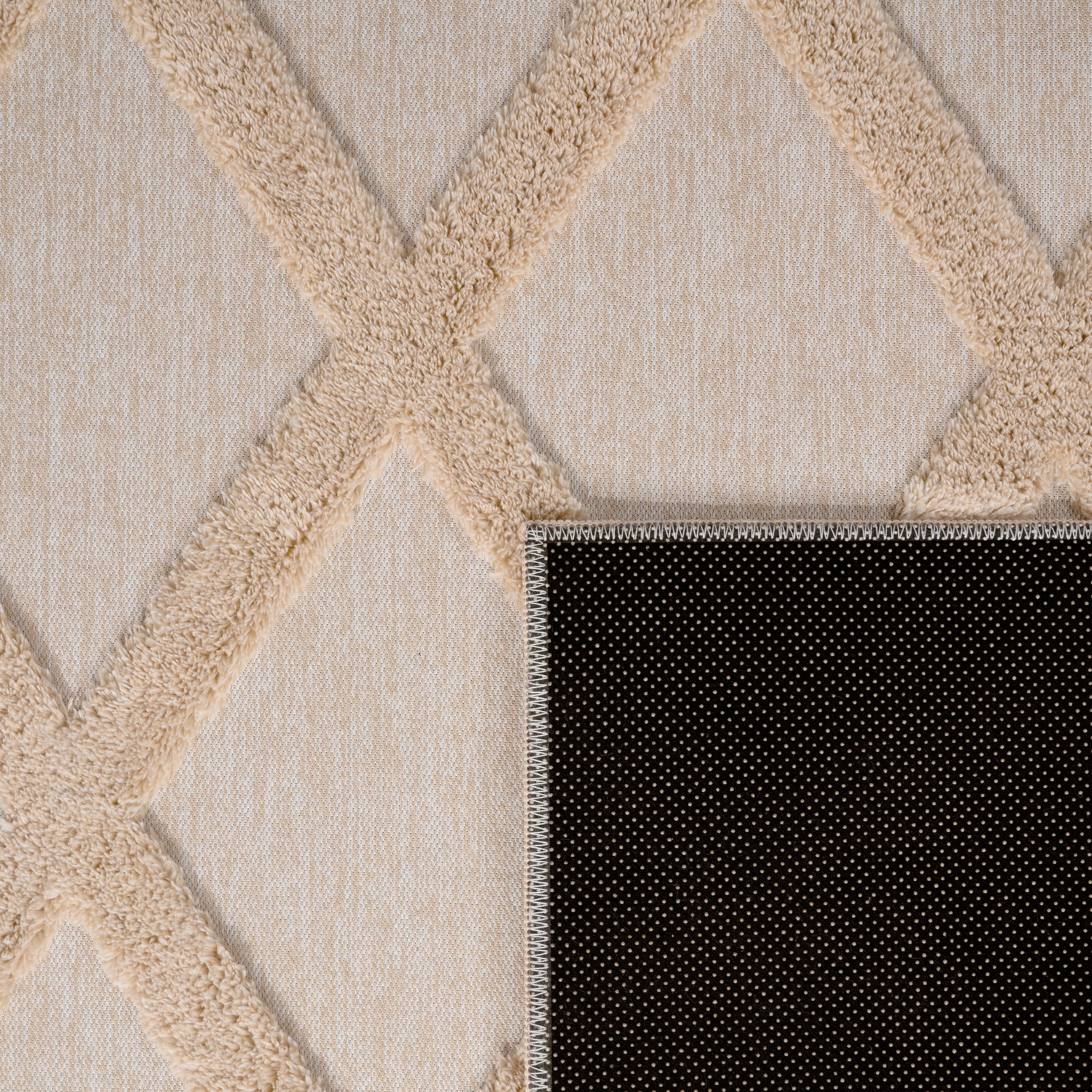 Paco Home Teppich »Utrecht 642«, rechteckig, 4 mm Höhe, Kurzflor, Uni Farben, 3D-Design, Rauten Muster, Hoch-Tief Effekt