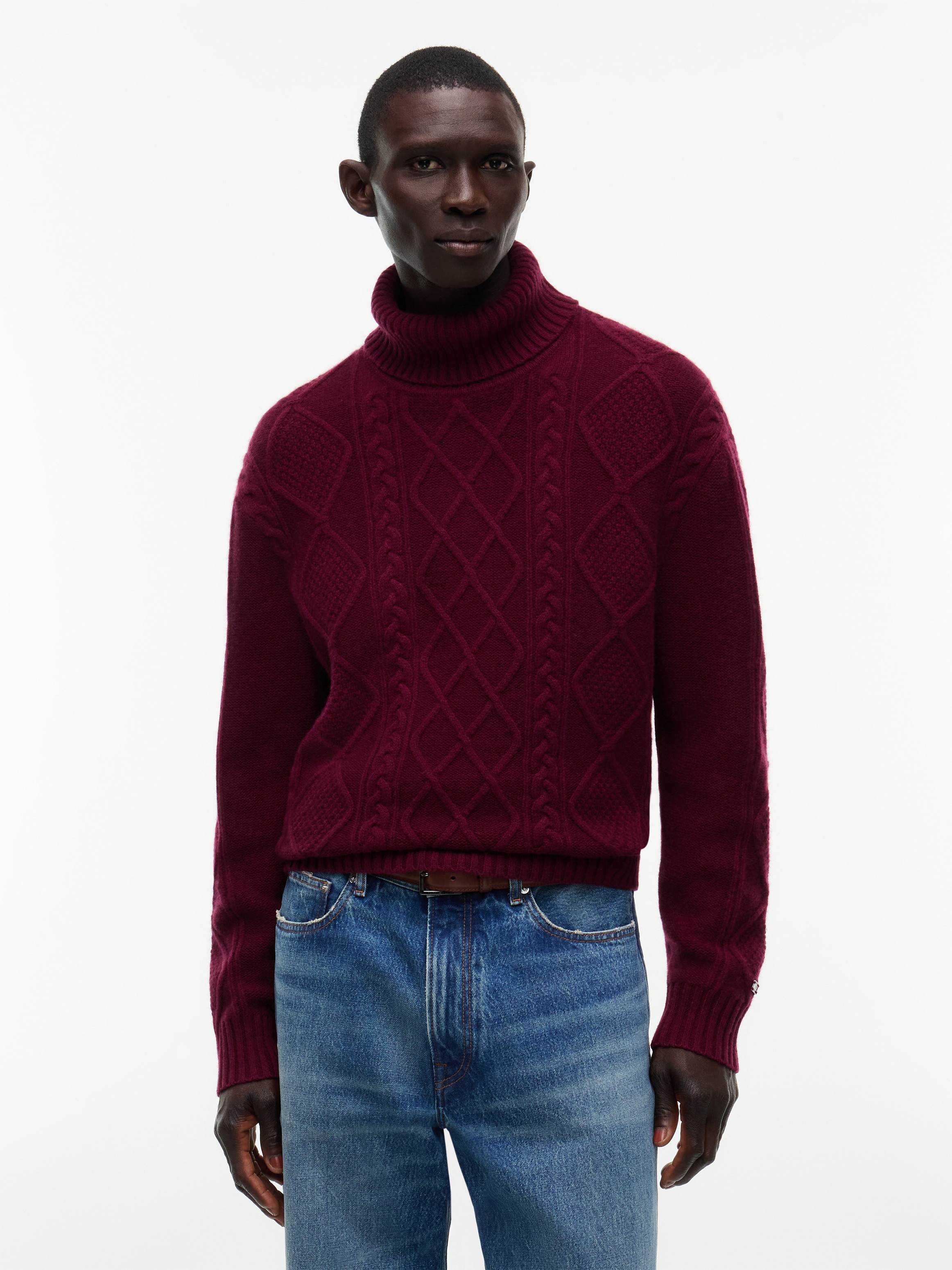 Image of Tommy Hilfiger Rollkragenpullover "NY WOOL CABLE SWEATER" aus Wollmix mit Kaschmir, Zopfstrickmuster