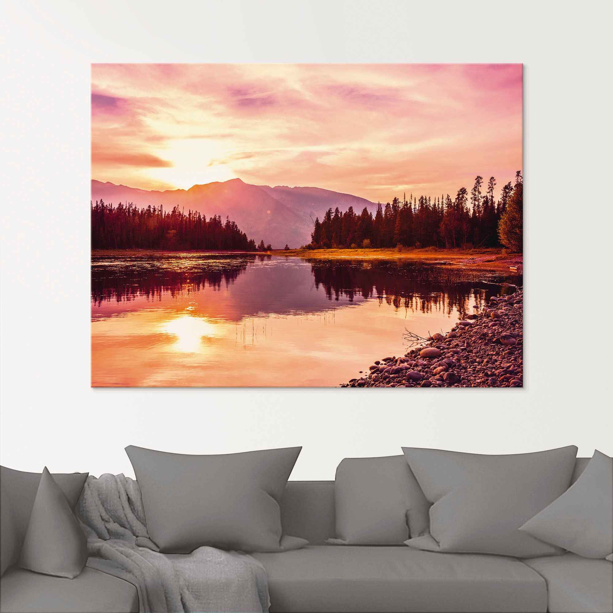 Artland Glasbild »Grand Teton Gebirge bei Sonnenuntergang«, Sonnenaufgang & -untergang, (1 St.), in verschiedenen Grössen