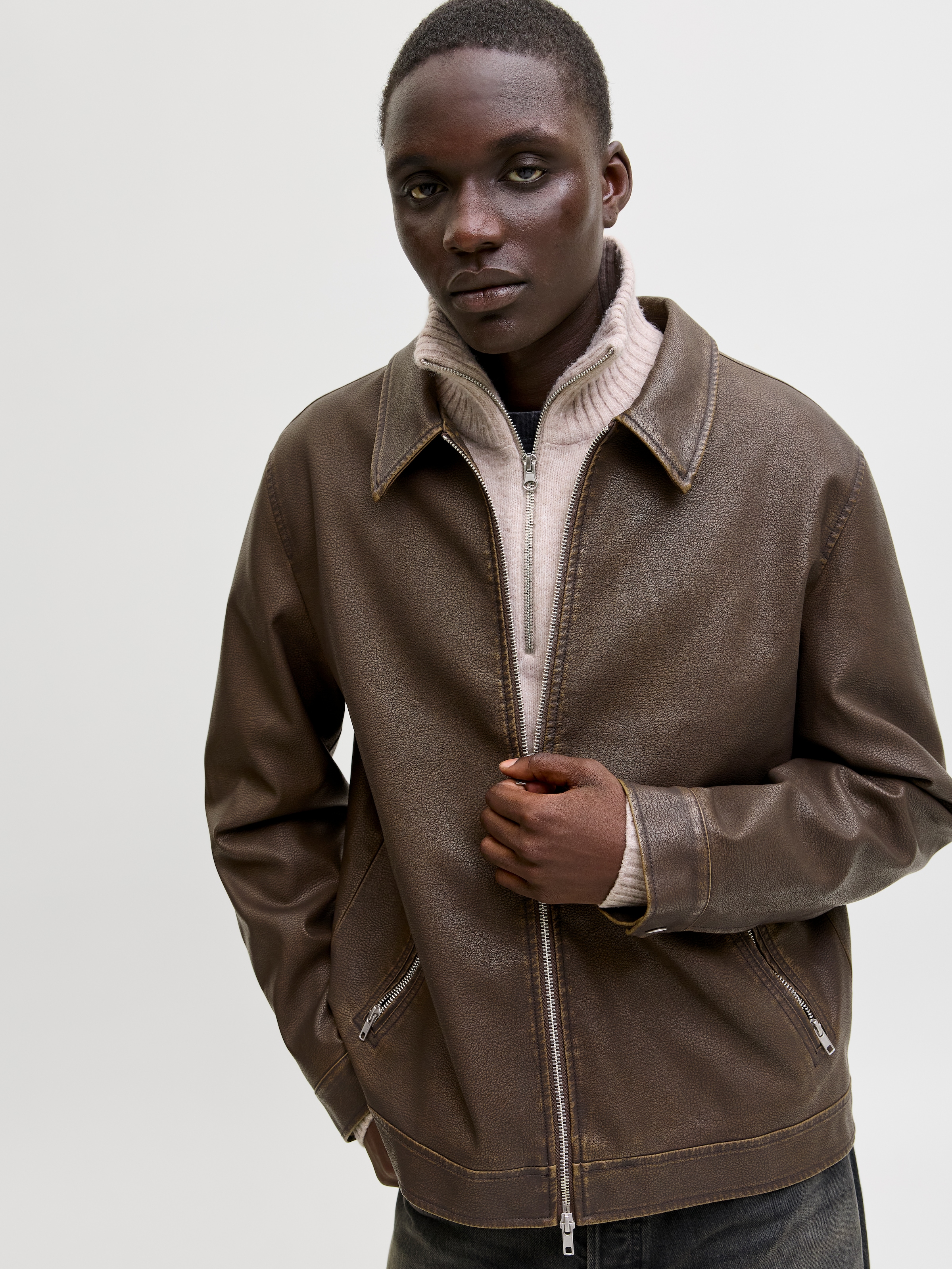 Jack & Jones Veste de motard »JJECASABLANCA PU JACKET NOOS« ohne Kapuze mit Fronttaschen