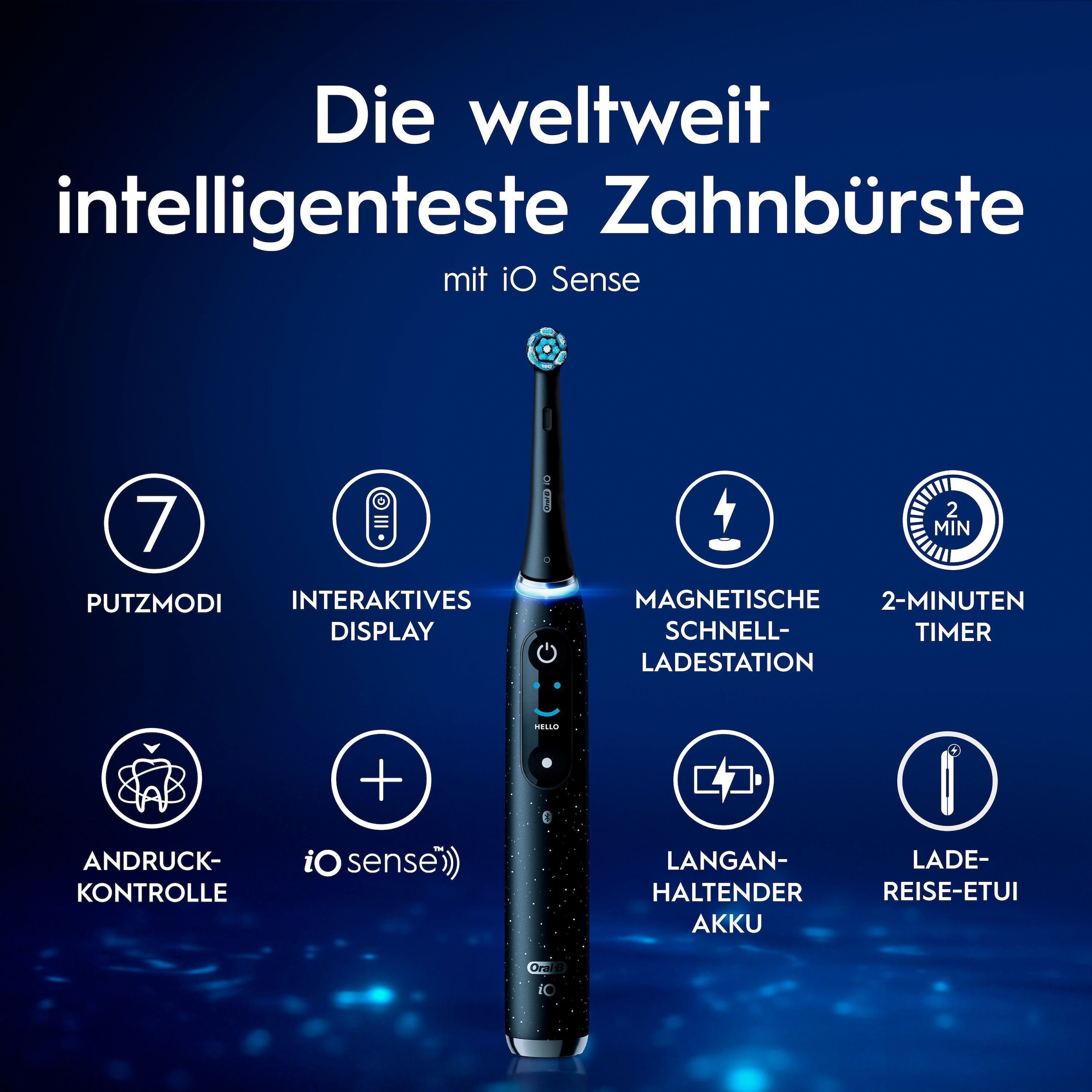 Oral-B Brosse à dents électrique »iO 10« 1 cuis Aufsteckbürsten Magnet-Technologie, iOsense, 7 Putzmodi, Farbdisplay & Lade-Reiseetui