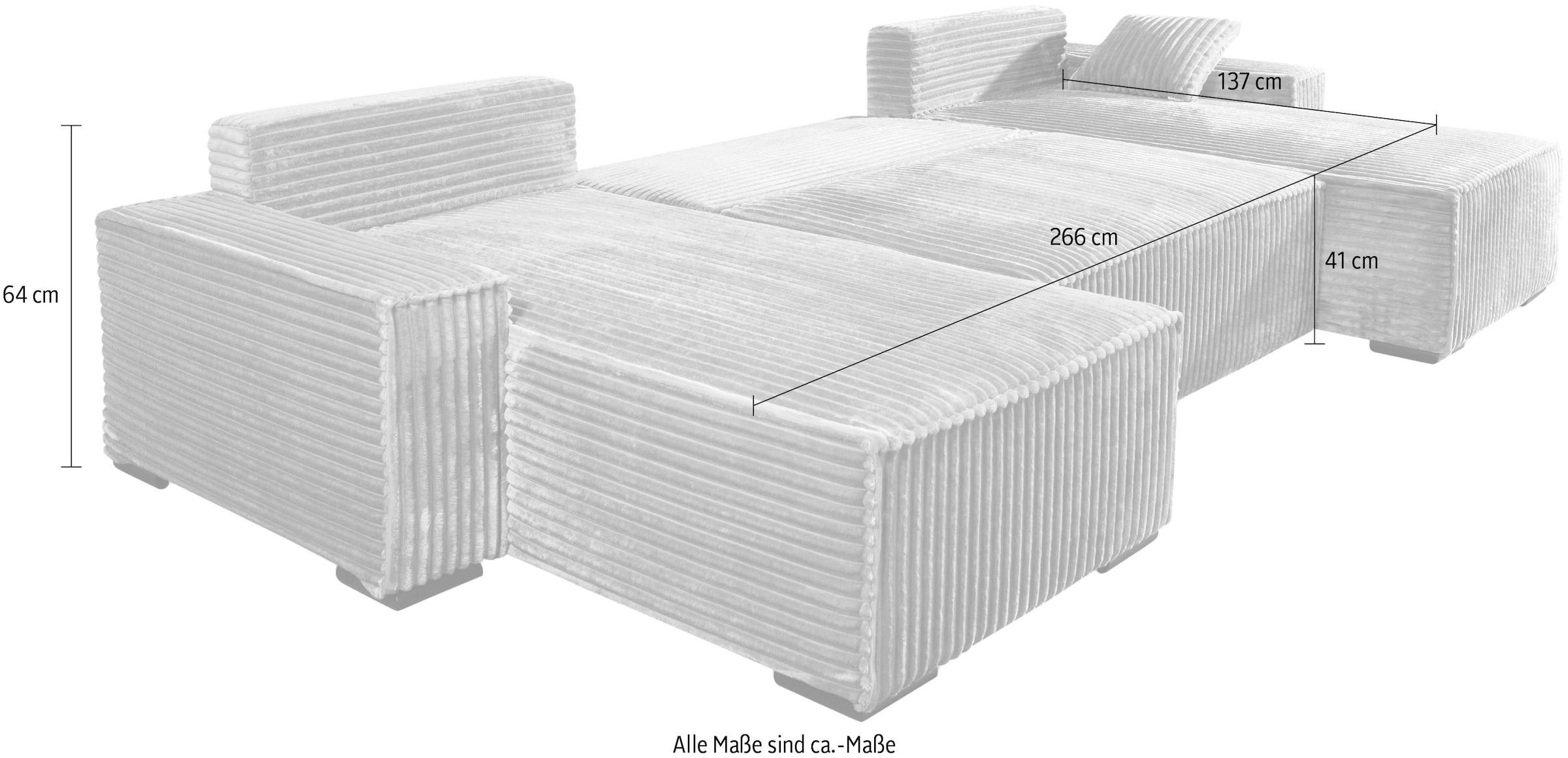 COLLECTION AB Paysage de salon »Manhattan, Breite 313 cm, Auswahl in zwei verschiedenen Cord-Bezügen« Wohnlandschaft,2  Ottomane,Bonnelfederkern,Schlaffunktion