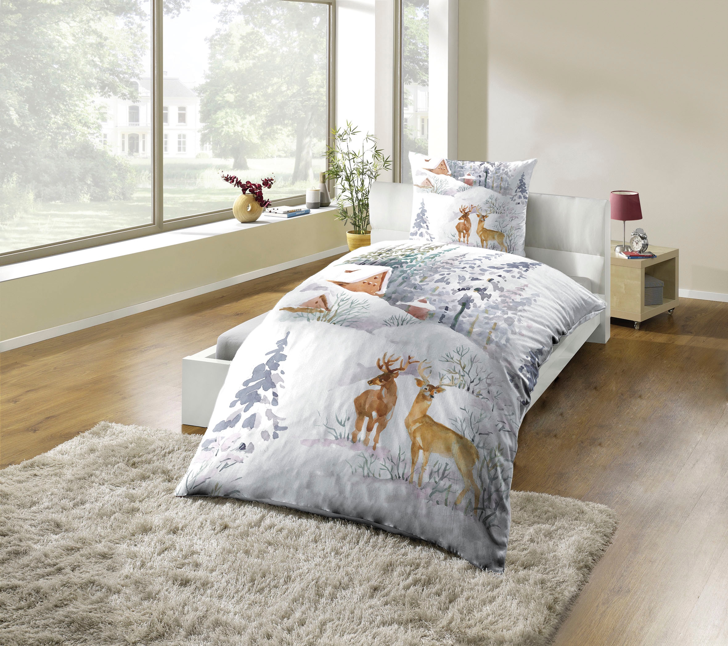 Image of KiNZLER Bettwäsche "Polycotton Flanell Bettwäsche" 2 Stk. besonders weich, Motiv Winterlandschaft