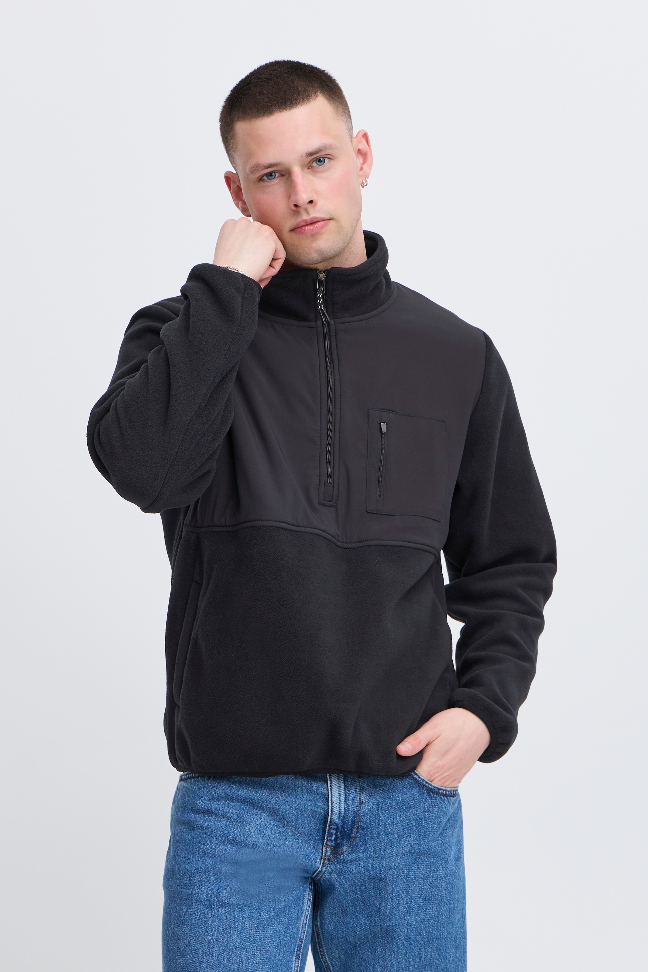 Image of Blend Fleecepullover "BHMARIO Sweatshirt halfzipp", im Troyer-Stil