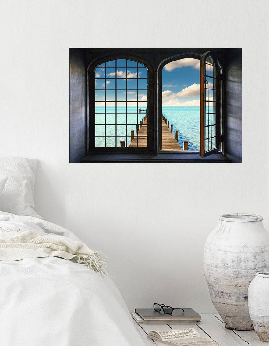 queence Wandsticker »Bora Bora« Wandsticker, Wandbild, selbstklebend, 3D, Fenster