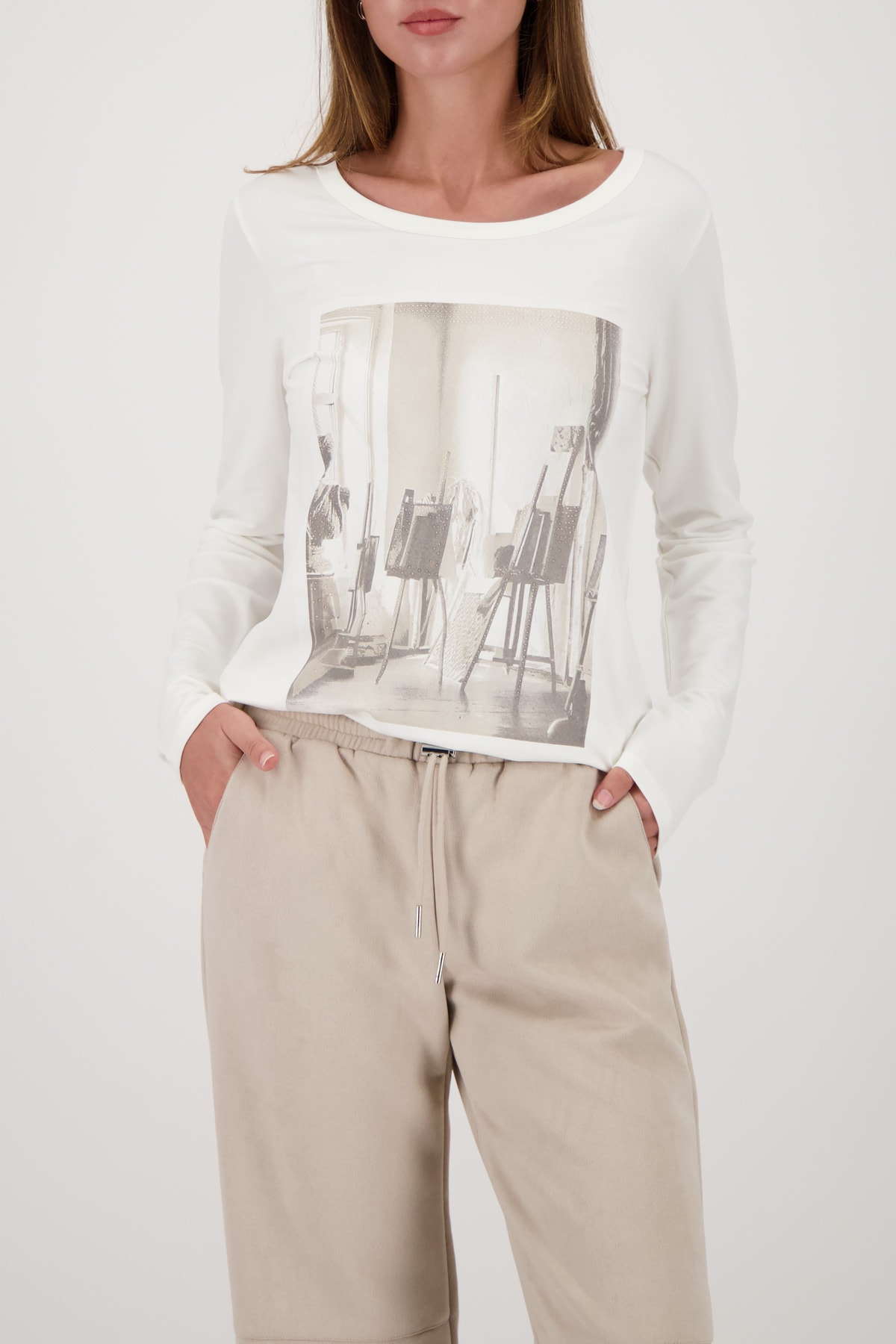 Image of Monari Langarmshirt "Shirt Atelier" Regular fit mit Rundhalsausschnitt