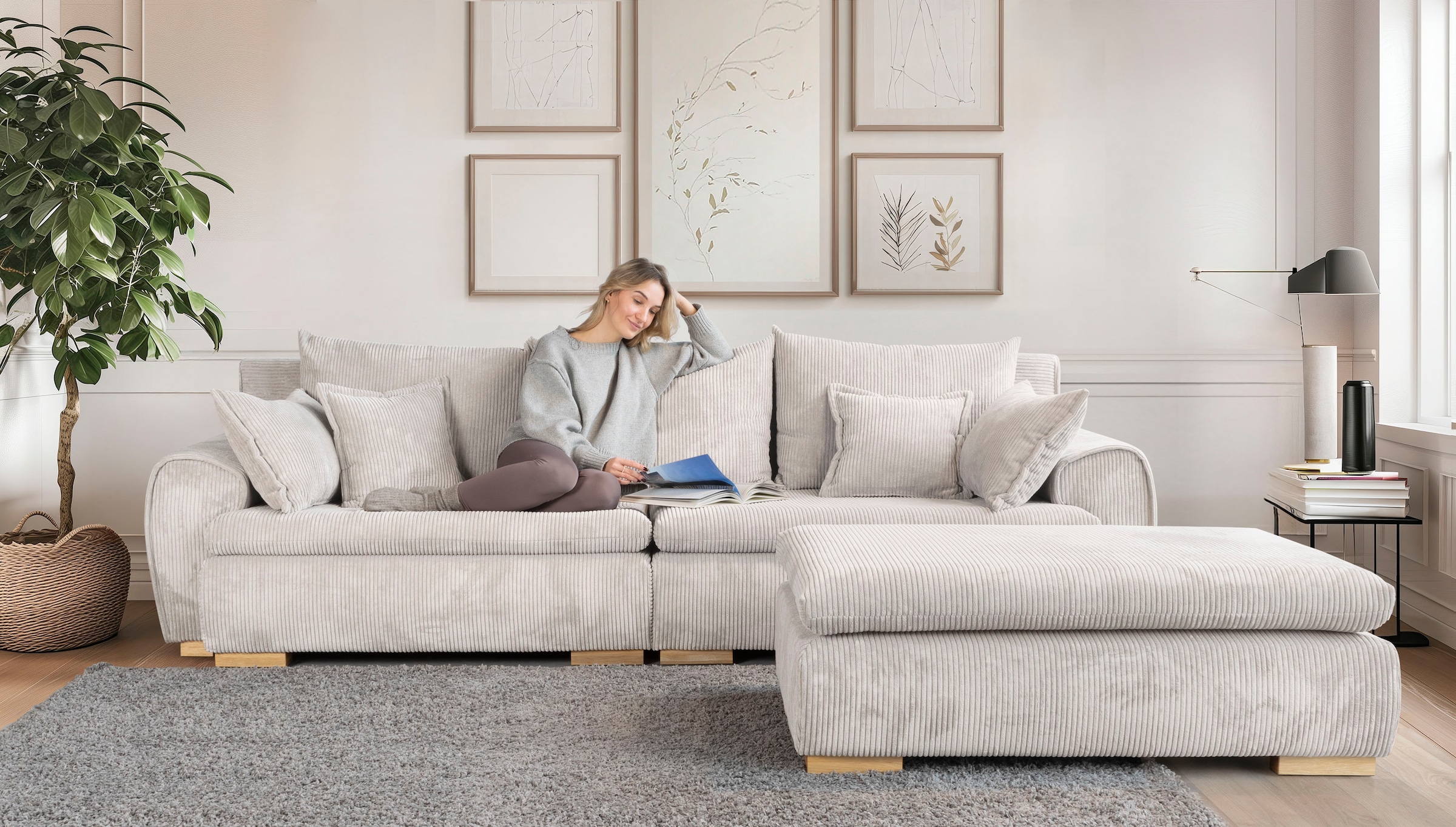 Home affaire Big-Sofa »Katja, B: 275 cm« Mega-Sofa mit 4 Zierkissen