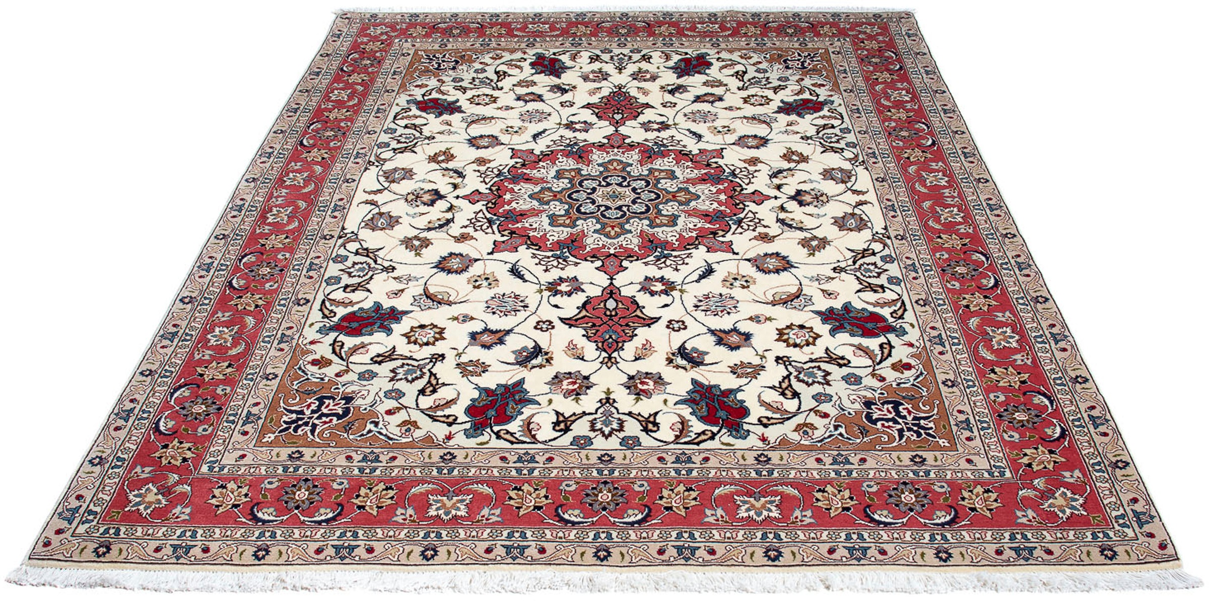 Image of morgenland Orientteppich »Perser - Täbriz - Royal - 206 x 150 cm - beige«, rechteckig, 7 mm Höhe, Wohnzimmer, Handgeknüpft, Einzelstück mit Zertifikat bei Ackermann Versand Schweiz