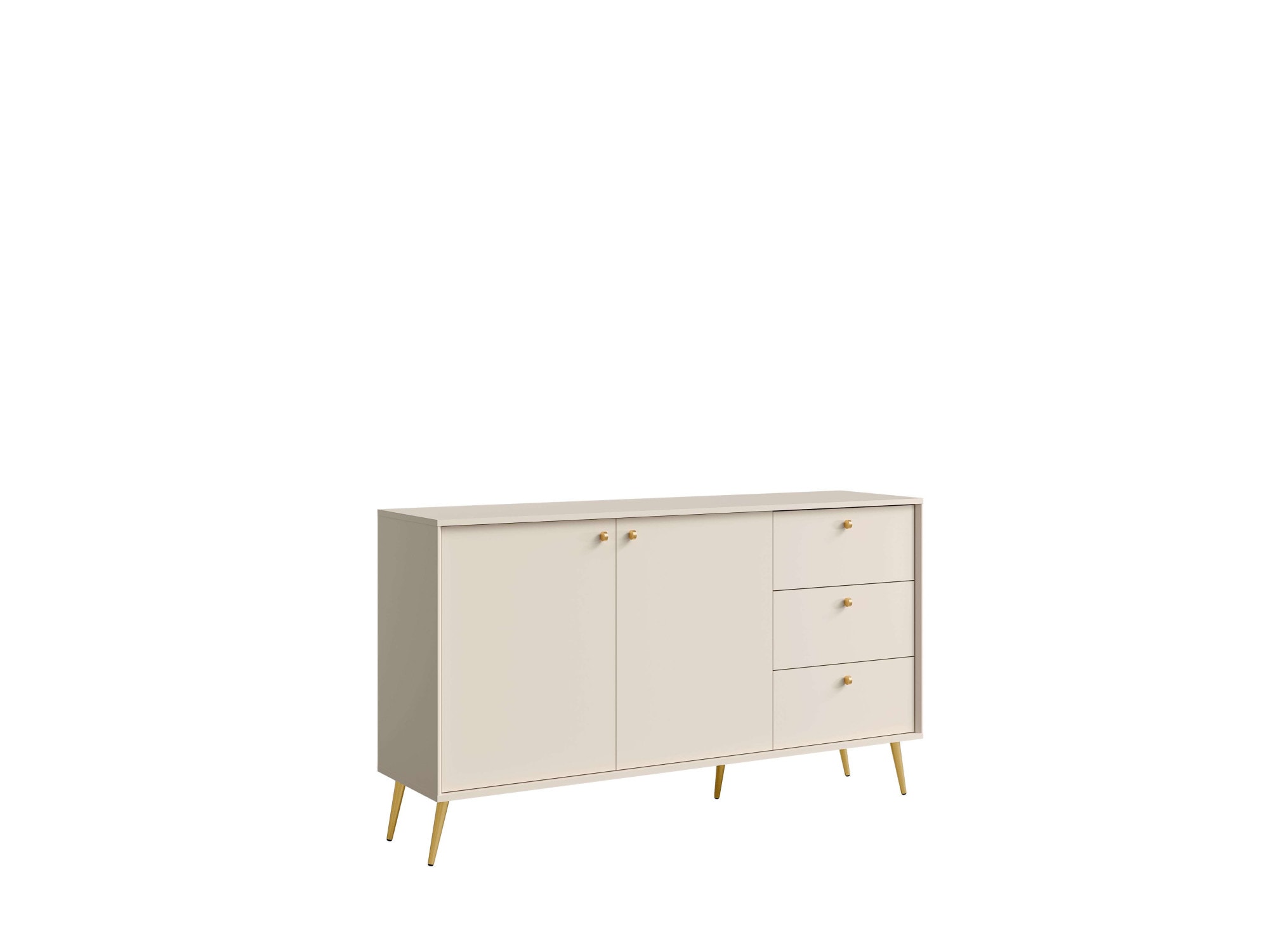 Home affaire Kommode »ROMELIS Sideboard mit 3 Schubladen und 2 Türen, B/T/H: 156/40,5/89 cm« Beige Kommode mit goldenen Griffen auf goldenen Füssen, viel Stauraum