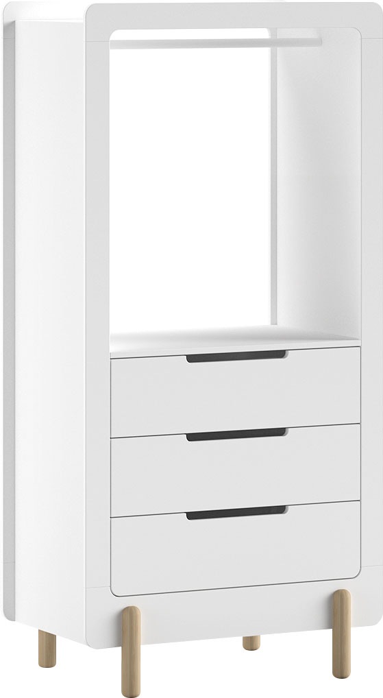 Vipack Stauraumregal Made in Europe,  als Regal o. Hängemöglichkeit nutzbar, 3 gr. Schubladen, Weiss lackiert