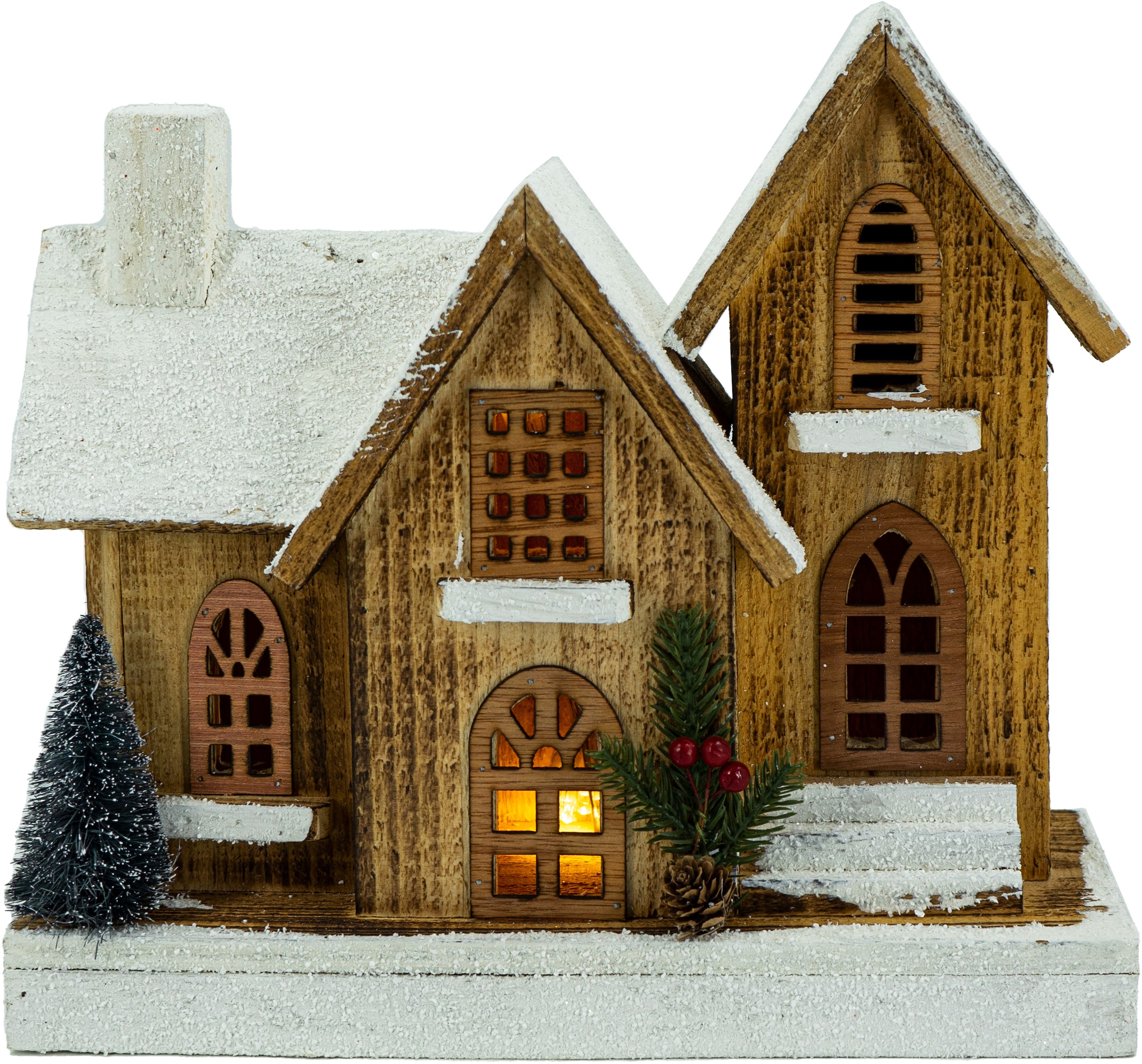 NOOR LIVING Weihnachtshaus »Weihnachtsdeko«, Kirche aus Naturholz  gefertigt, Höhe 29 cm jetzt kaufen