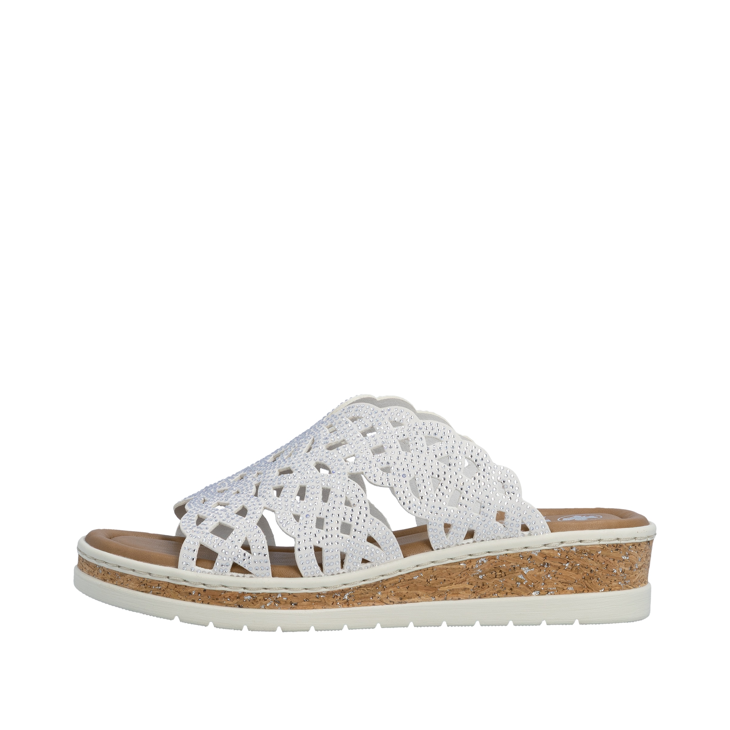 Rieker Pantolette  chaussure d'été, chausson, talon compensé, avec pierres scintillantes
