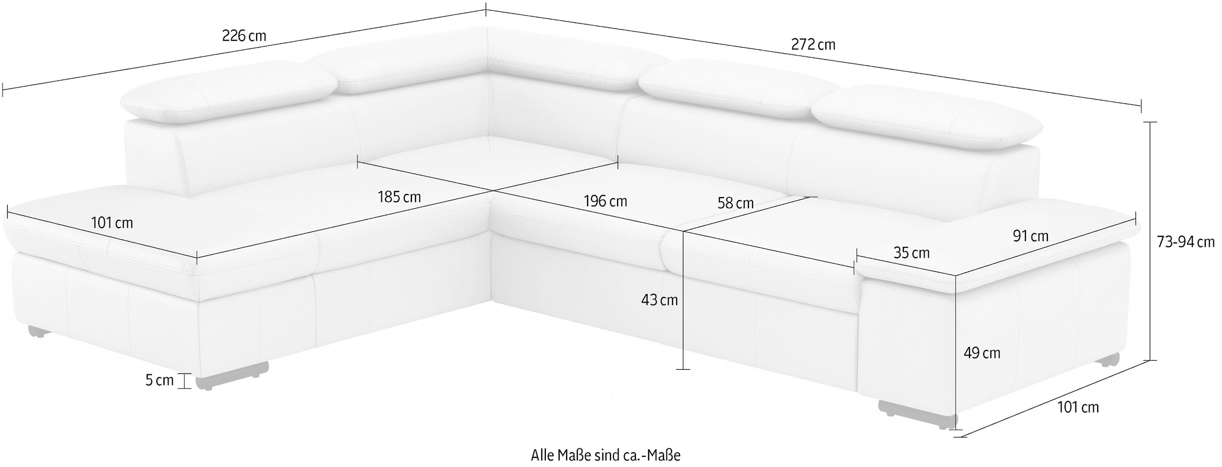 sit&more Ecksofa »Alcudia L-Form«, wahlweise mit Bettfunktion