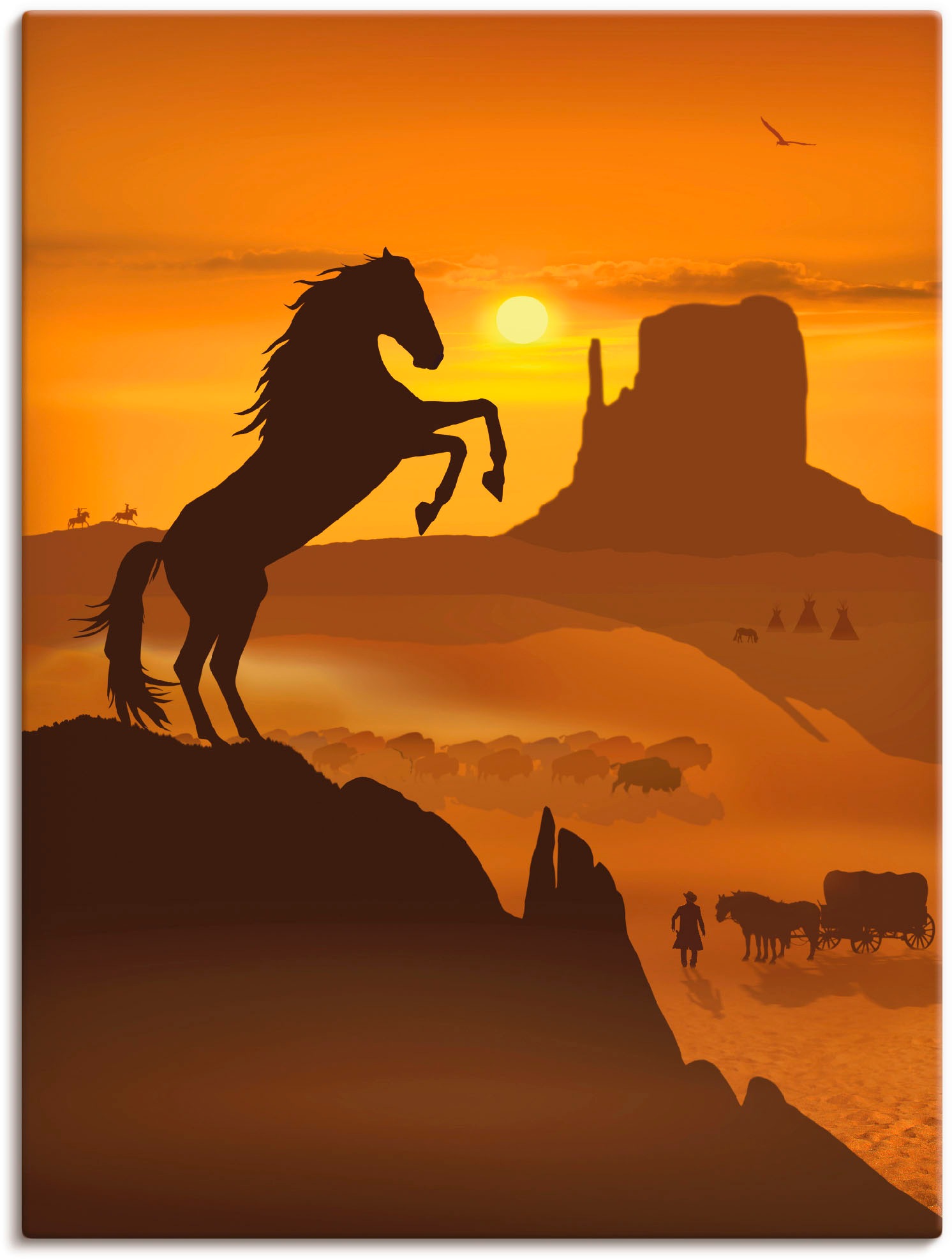 Image of Artland Wandbild »Freiheit für den schwarzen Mustang«, Haustiere, (1 St.), in vielen Grössen & Produktarten -Leinwandbild, Poster, Wandaufkleber / Wandtattoo auch für Badezimmer geeignet bei Ackermann Versand Schweiz