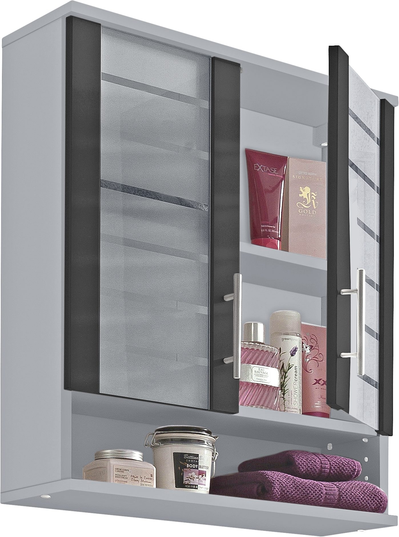 Schildmeyer Armoire suspendue »Nikosia« Breite 60 cm, mit Glastüren, hochwertige MDF-Fronten, Metallgriffe