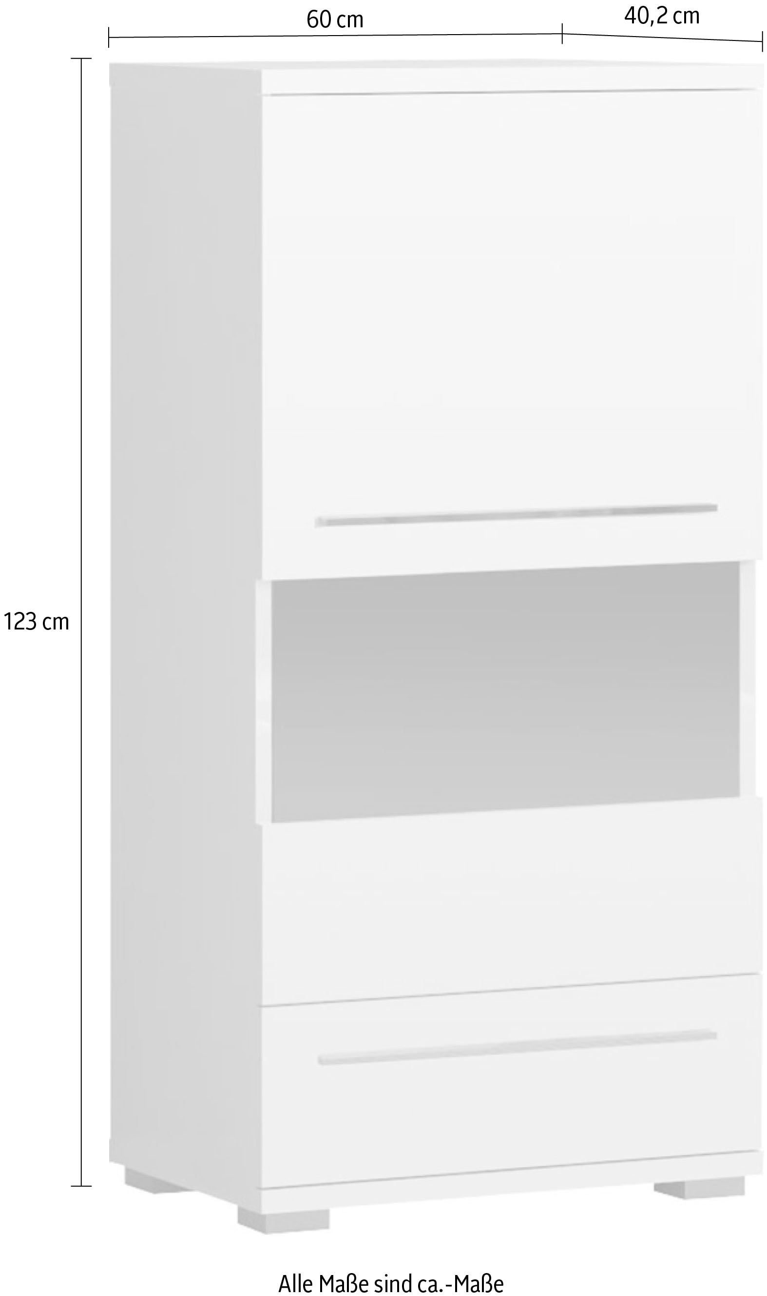 PLACES OF STYLE Highboard »Piano Vitrine« (H/B/T): 123/69/40,2cm,  UV lackiert, Soft-Close Funktion