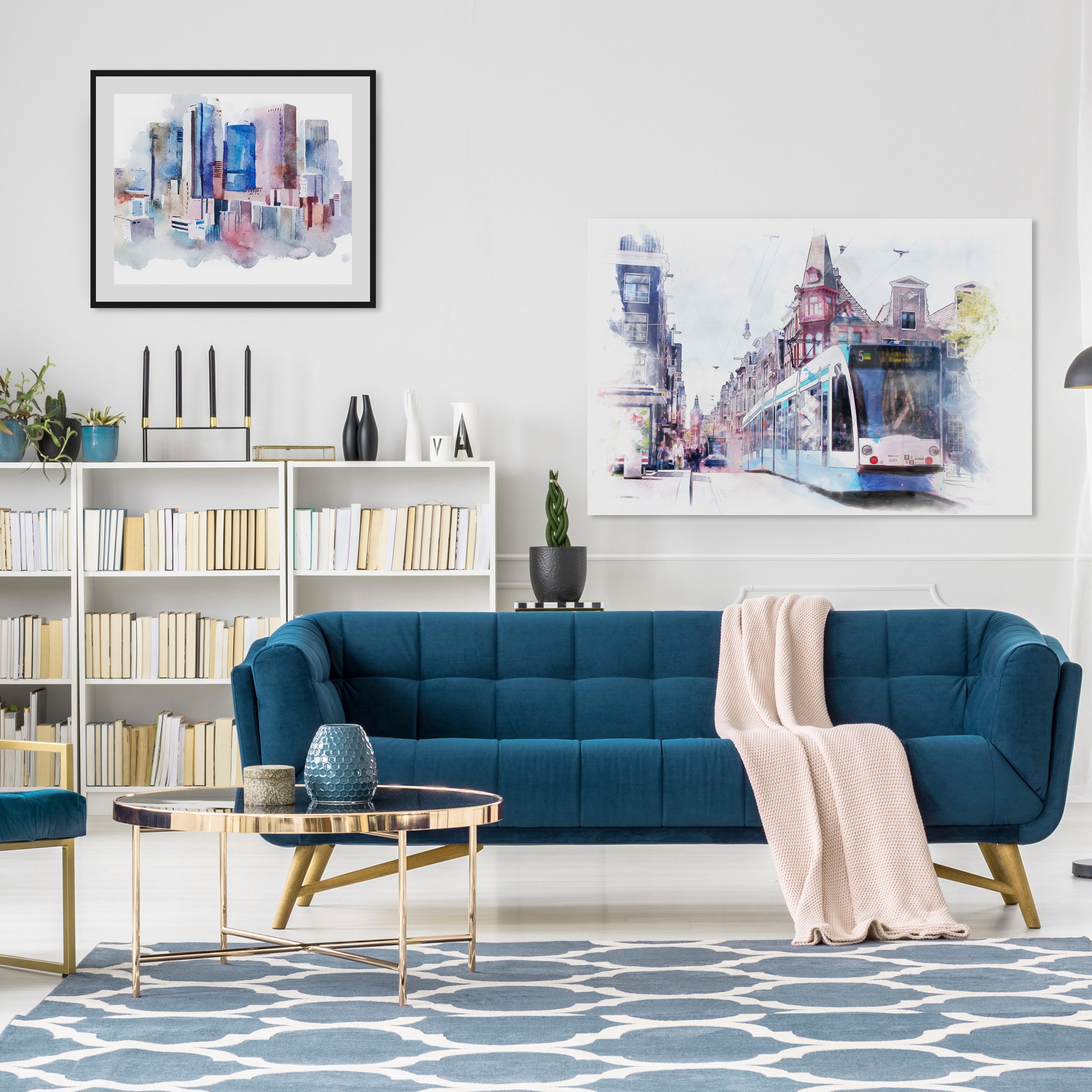 queence Tableau sur toile »Strassenbahn« Premium-Leinwandstoff, Handarbeit aus Deutschland