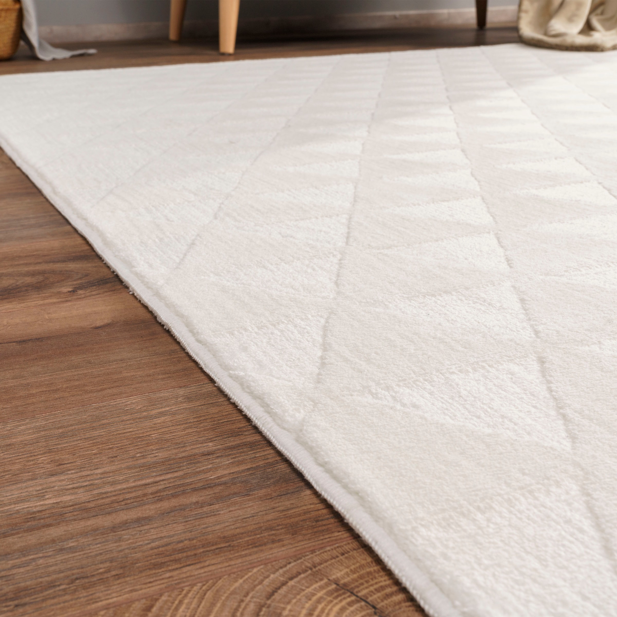 Paco Home Teppich »Haarlem 942«, rechteckig, 10 mm Höhe, Kurzflor, Uni Farben, Hoch-Tief Effekt, geometrisch, weich & kuschelig