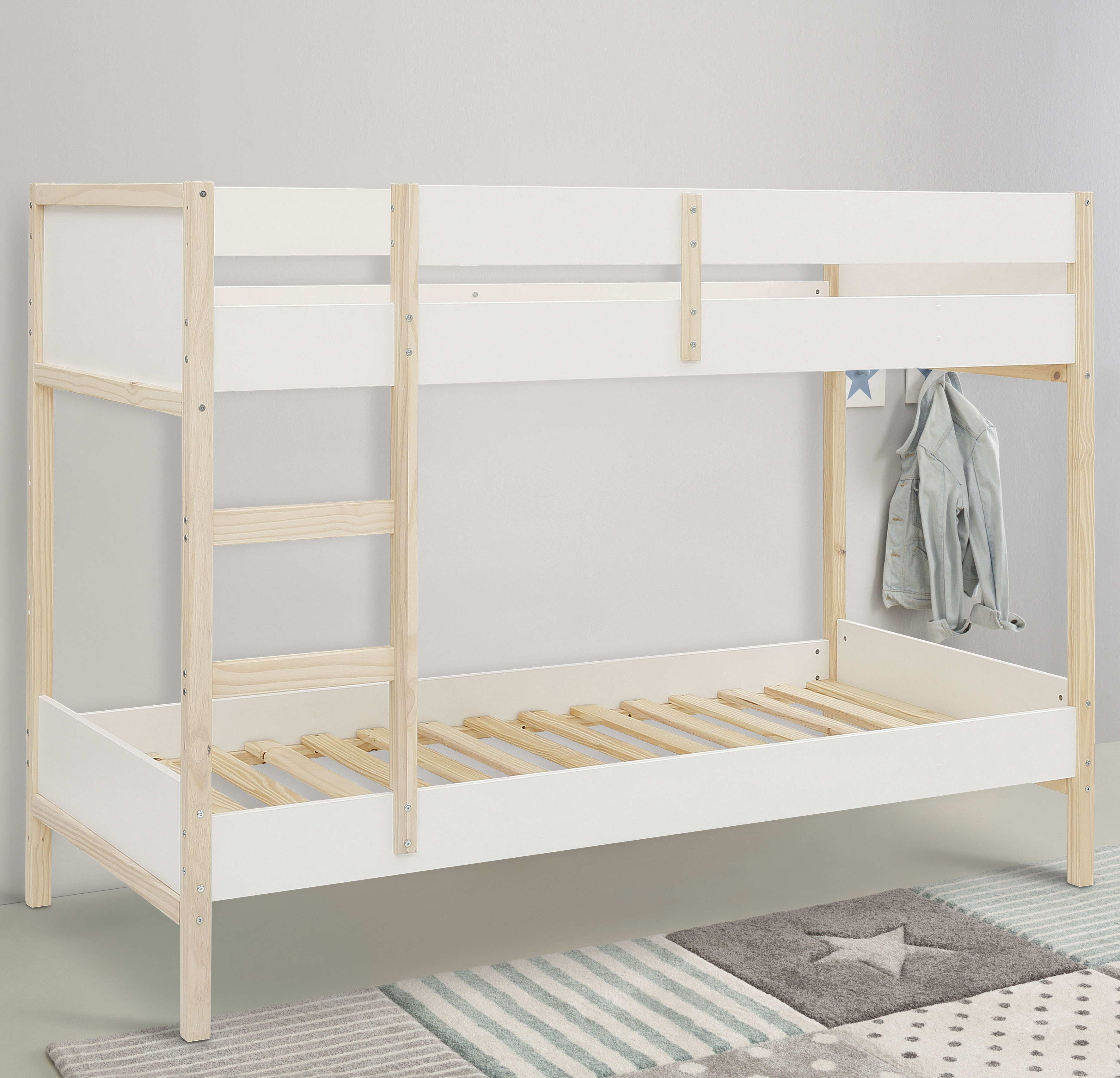Etagenbett »Janne«, Kiefernholz, Etagenbett, inklusive Holzleiter, Liegefläche 90x200 cm