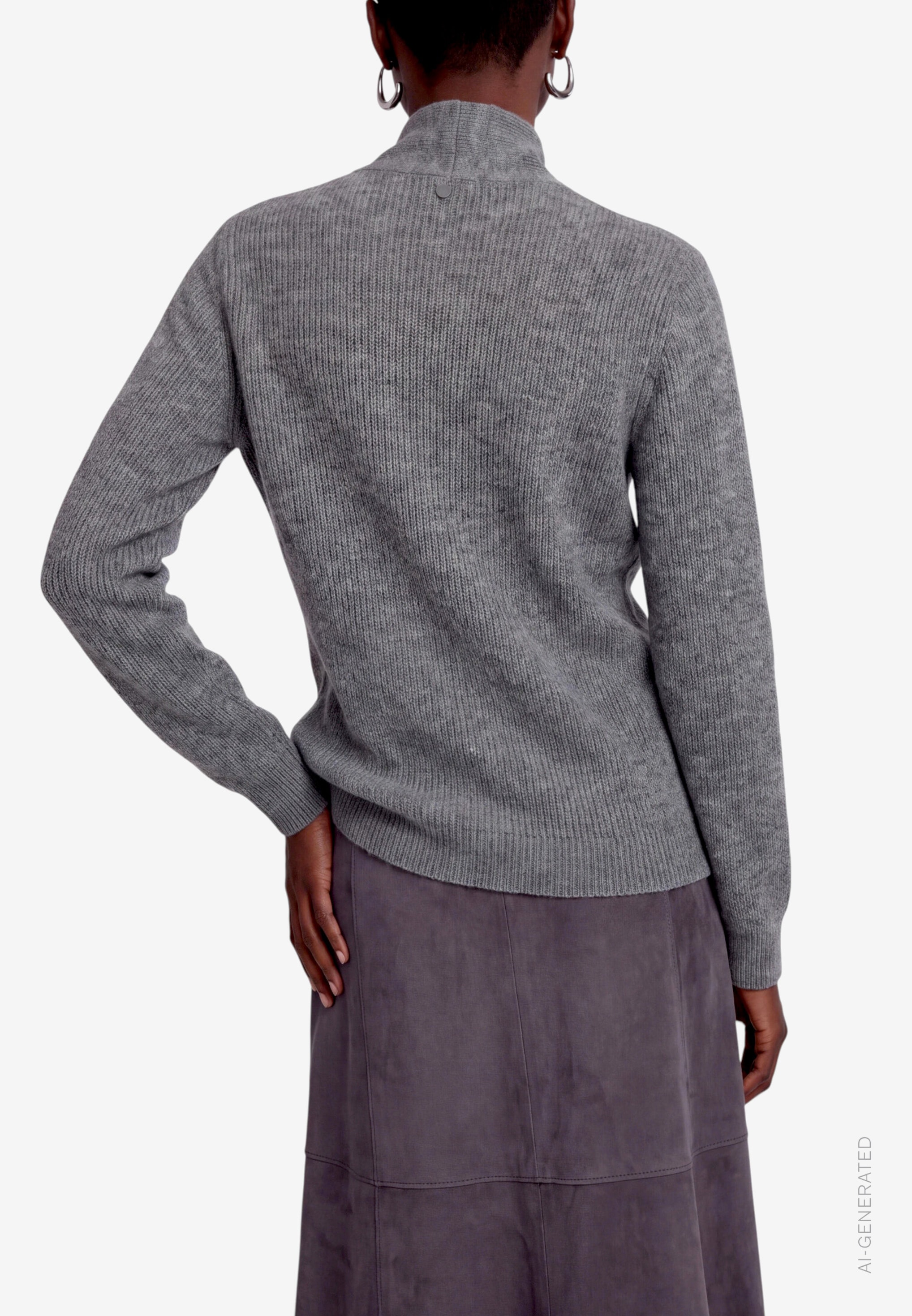 Zero Strickpullover mit Stehkragen und Binde-Detail / mit Wolle
