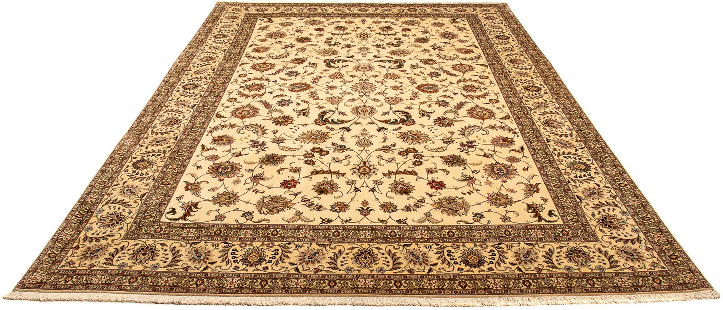 Image of morgenland Orientteppich »Perser - Täbriz - Royal - 364 x 252 cm - beige«, rechteckig, 7 mm Höhe, Wohnzimmer, Handgeknüpft, Einzelstück mit Zertifikat bei Ackermann Versand Schweiz