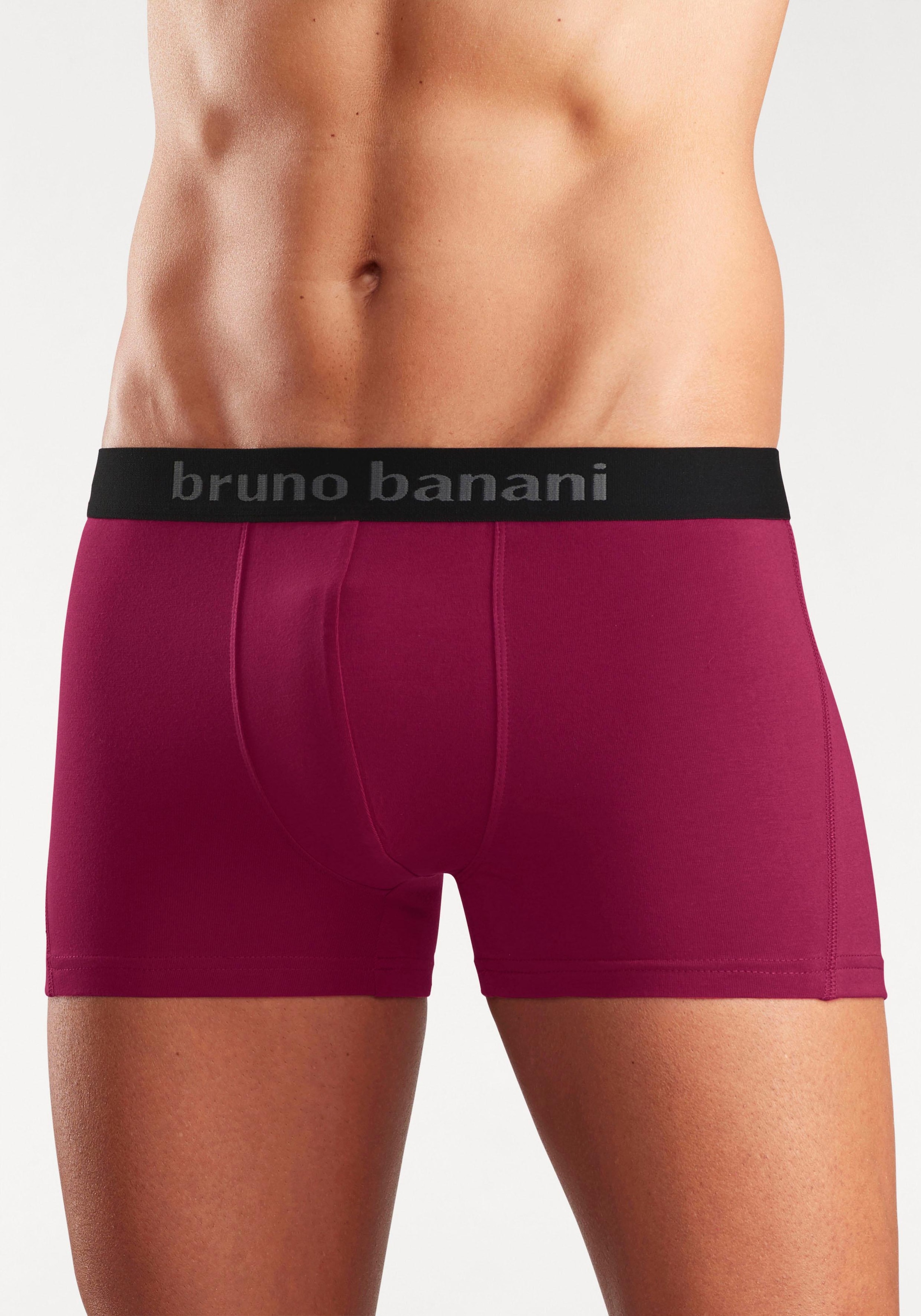 Bruno Banani Boxer »Boxershorts für Herren«, (Packung, 4 St.), mit farbigen Marken-Schriftzug am Bündchen