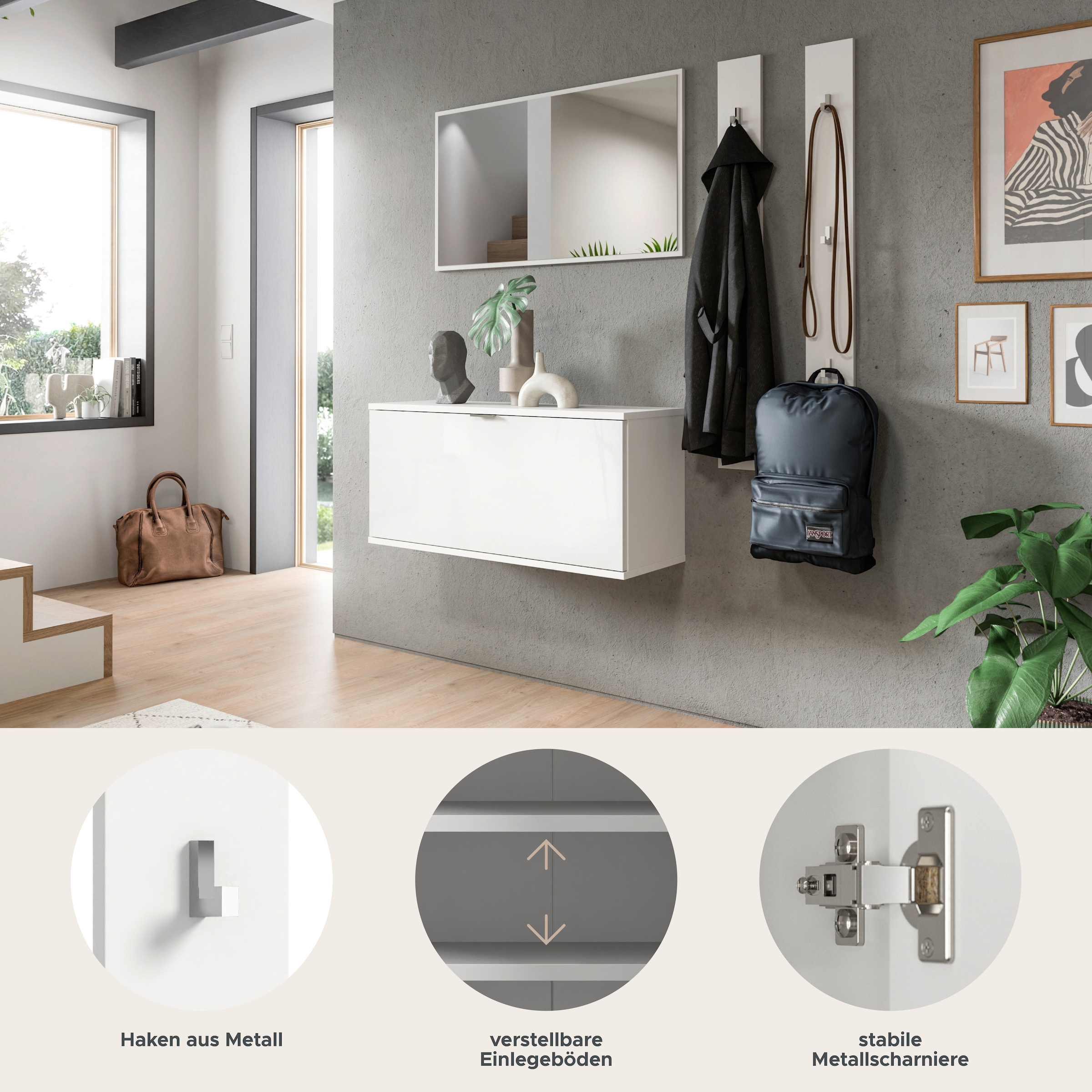 INOSIGN Garderoben-Set »Trondheim Garderobenset 3-tlg. , Breite 130 cm,« 3 Stk. tlg.