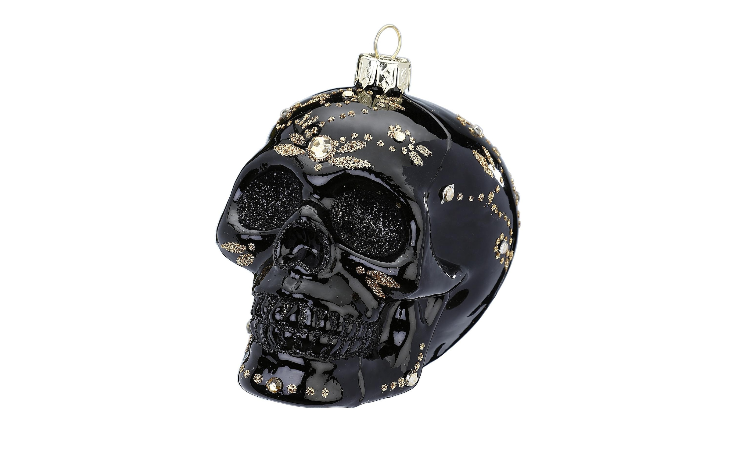 Weihnachtsbaumkugel »Totenkopf 9 cm, 2 Stück, Schwarz glanz«, (2 St.)