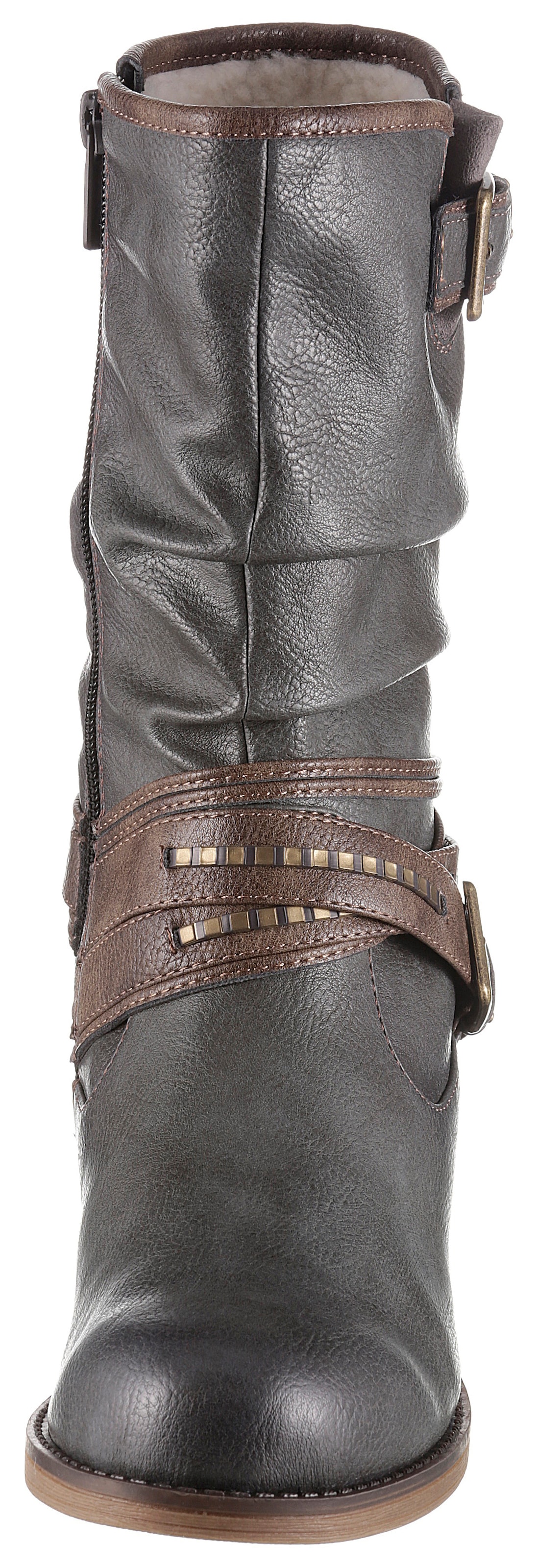 Mustang Shoes Winterstiefel, mit Zierschnallen am slouchy Schaft