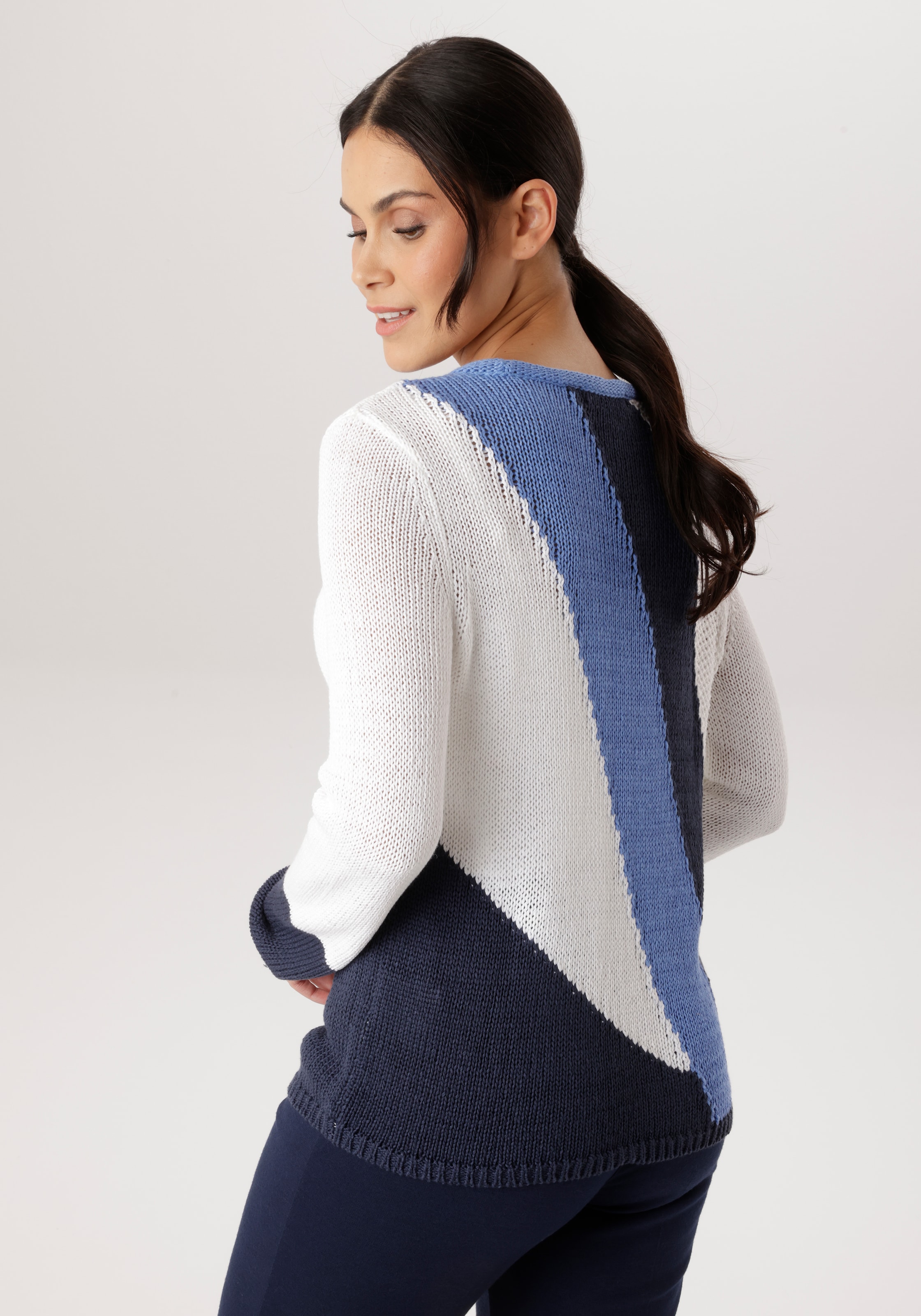 Aniston SELECTED Strickpullover mit Rollkante am Rundhalsausschnitt - NEUE KOLLEKTION