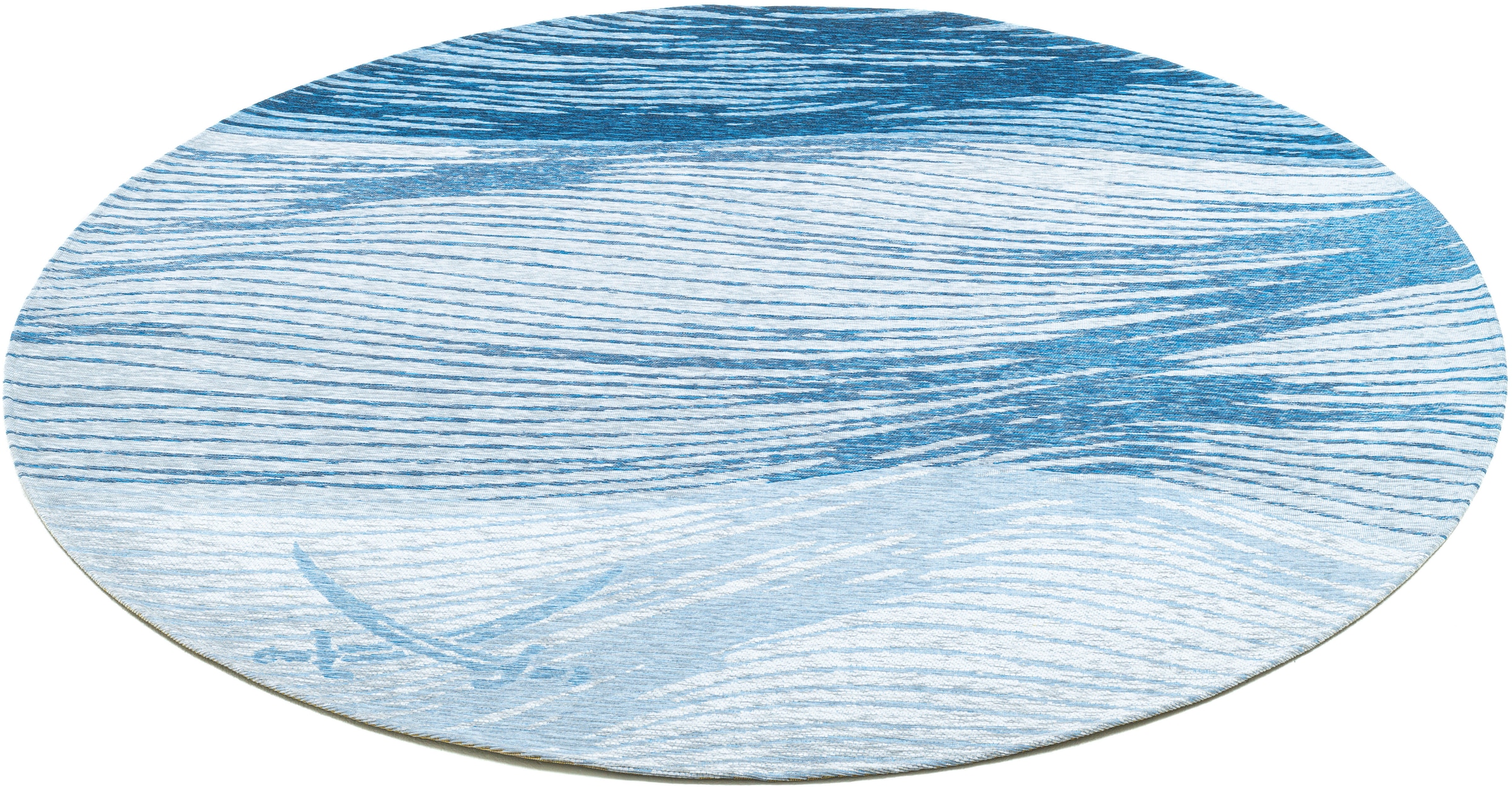 Image of Sansibar Teppich "Keitum 007" rund 3 mm Höhe Flachgewebe, modernes Wellen Design & gekreuzte Säbel