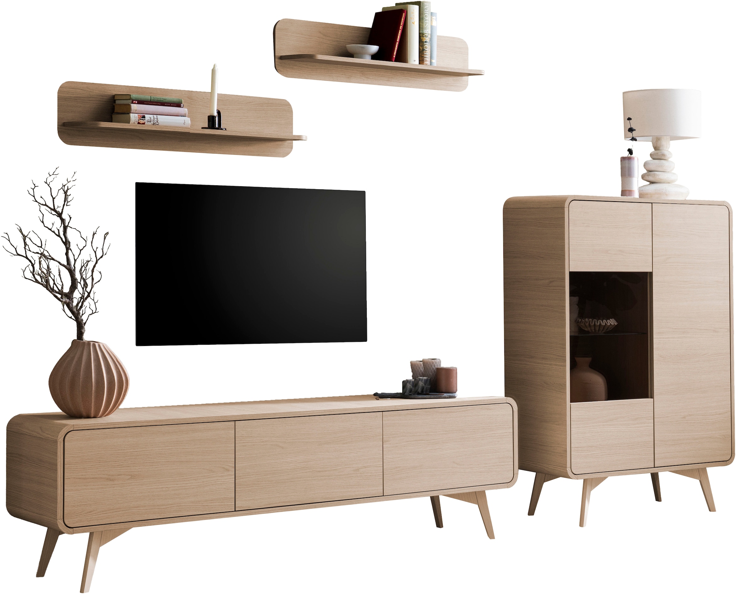 Home affaire Meuble mural »Torsby, moderne Anbauwand, Komplettset im Scandi-Stil« Set, 4 cuis tlg.