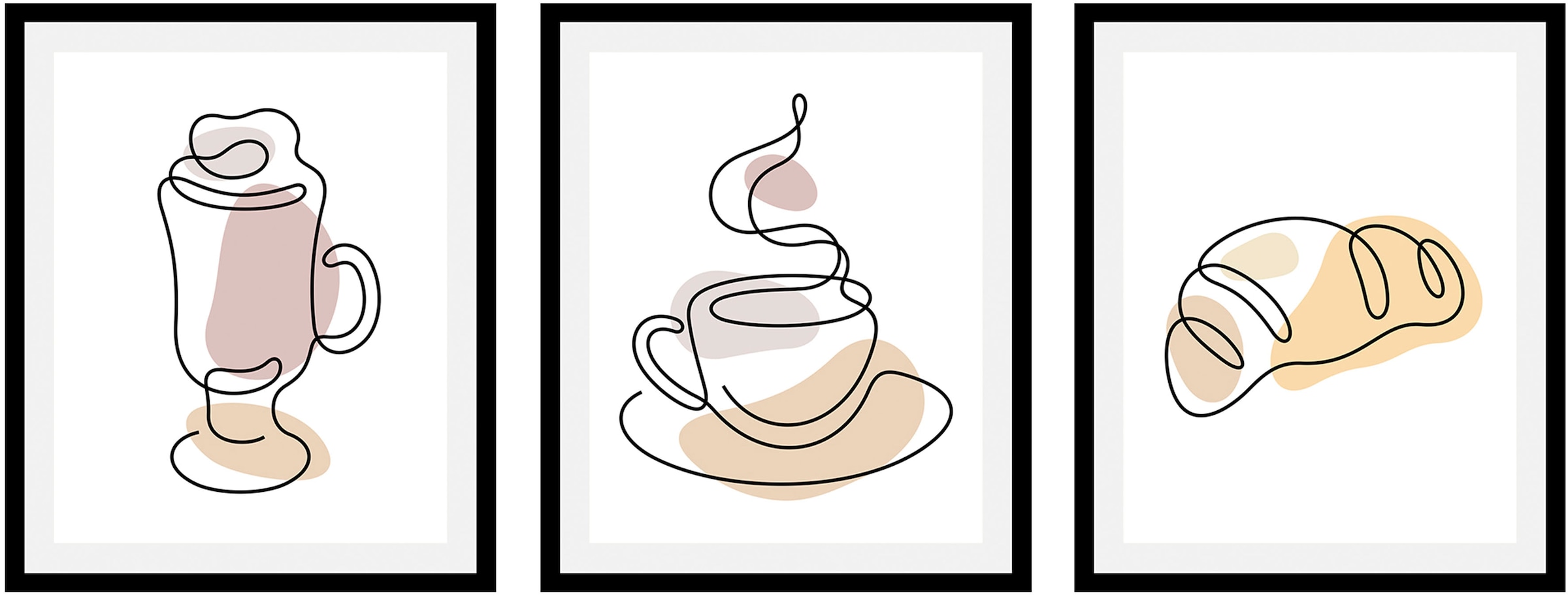 Image of queence Bild "Set Hatty" Bar & Lounges Blumen Essen Kaffee Kaffee Bilder Kunst 1 Stk. tlg. gerahmt