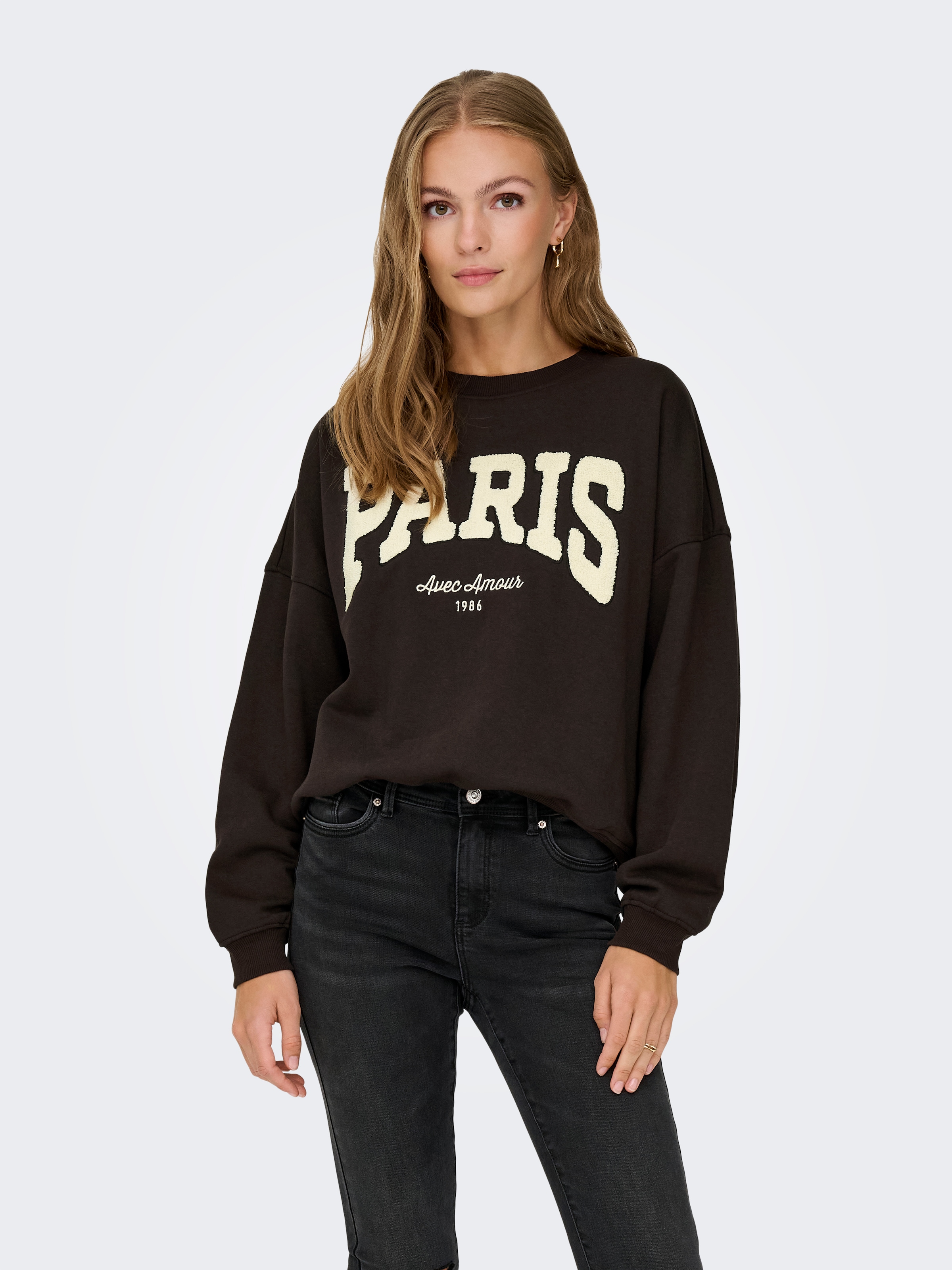 Image of JDY Sweatshirt "JDYMESA L/S O-NECK EMB SWEAT JRS NOOS", Baumwollmischung, regular fit
