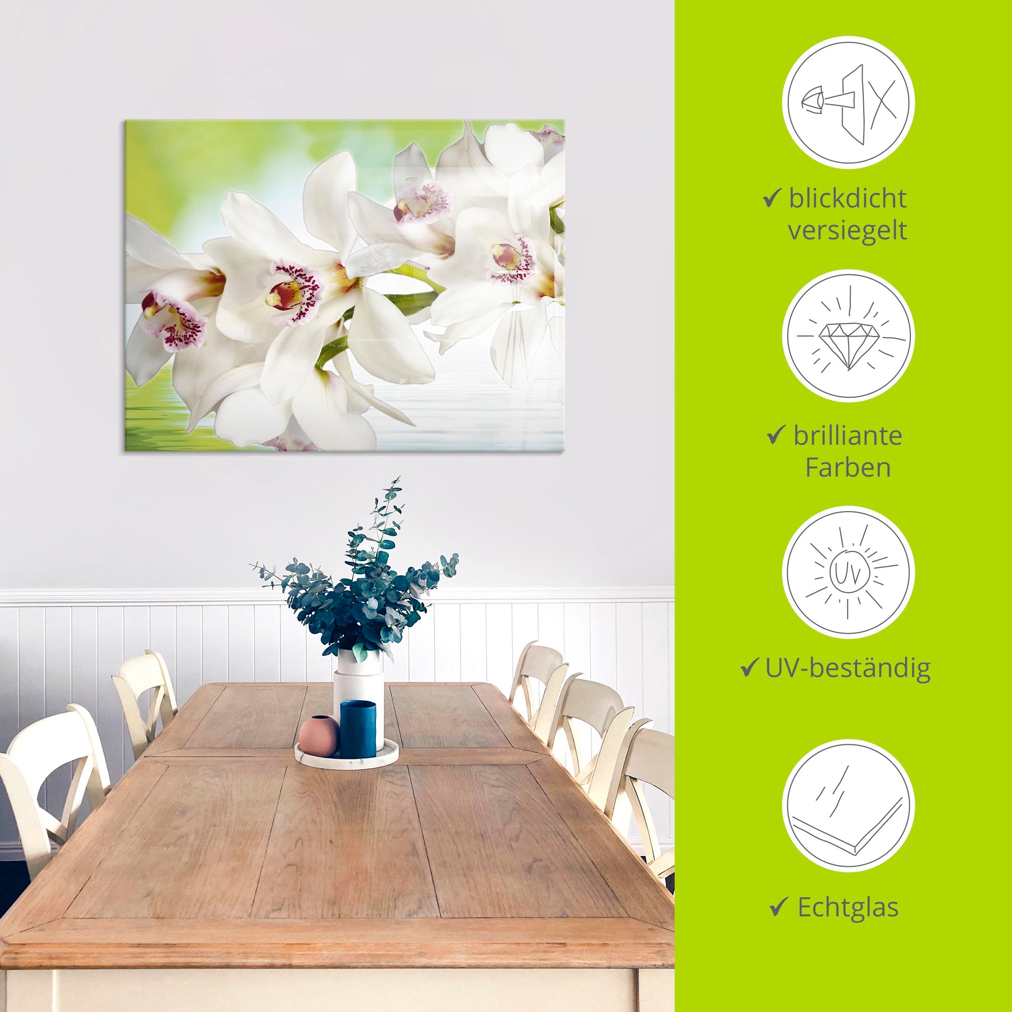 Artland Glasbild »Weisse Orchidee«, Blumen, (1 St.), in verschiedenen Grössen