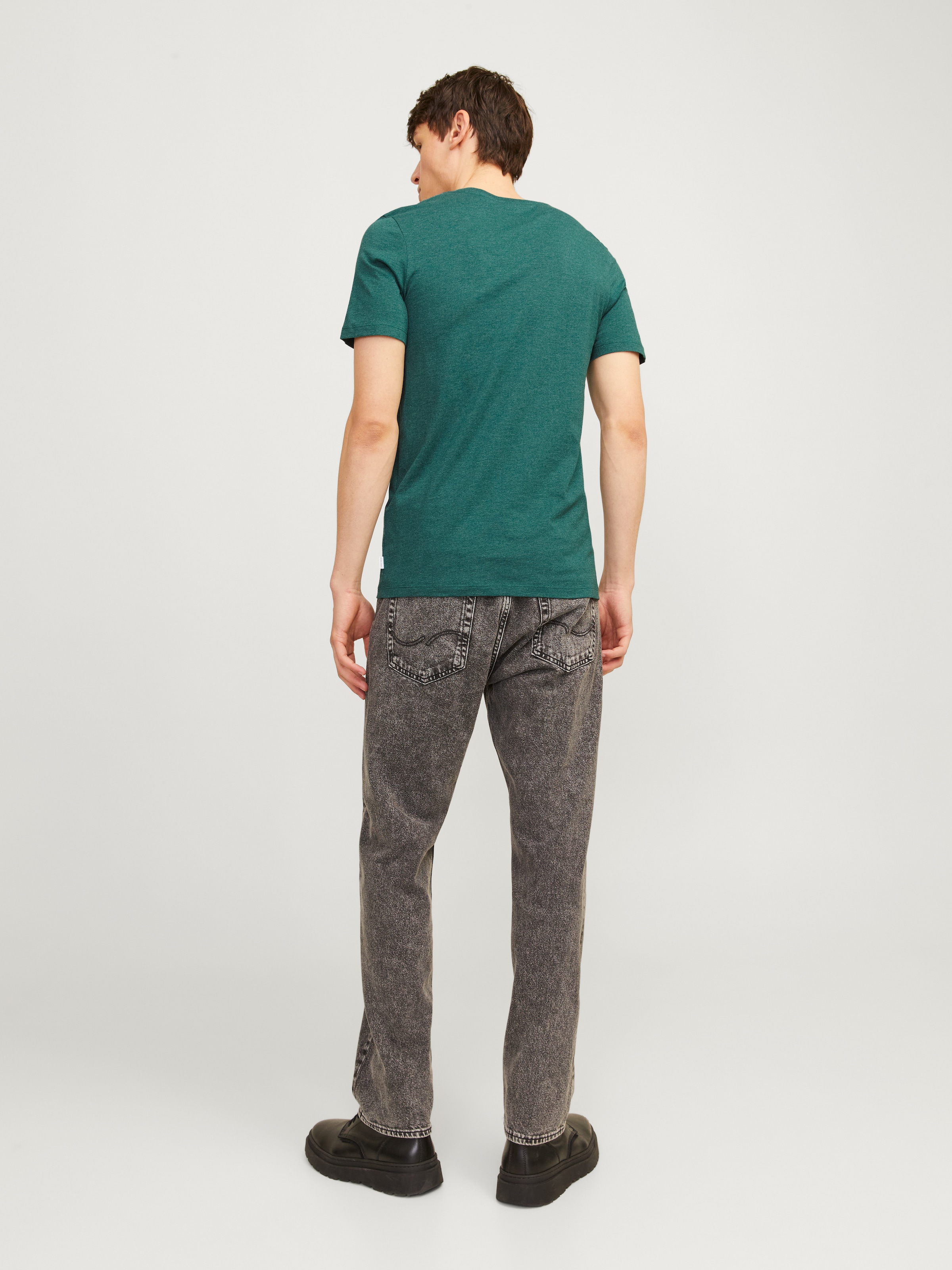 Jack & Jones Shirt à col rond »JJEORGANIC MELANGE TEE SS O-NECK NOOS« mélange coton, coupe régulière