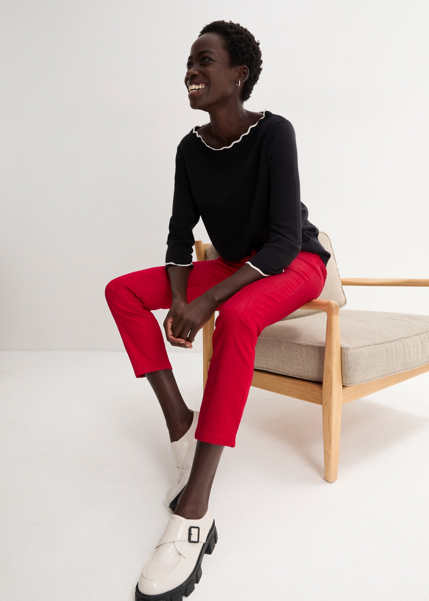 bonprix Pantalon stretch »Stretchhose aus Baumwolle«  aus Baumwolle, Polyester und Elasthan, Slim Fit Passform, 7/8-Länge