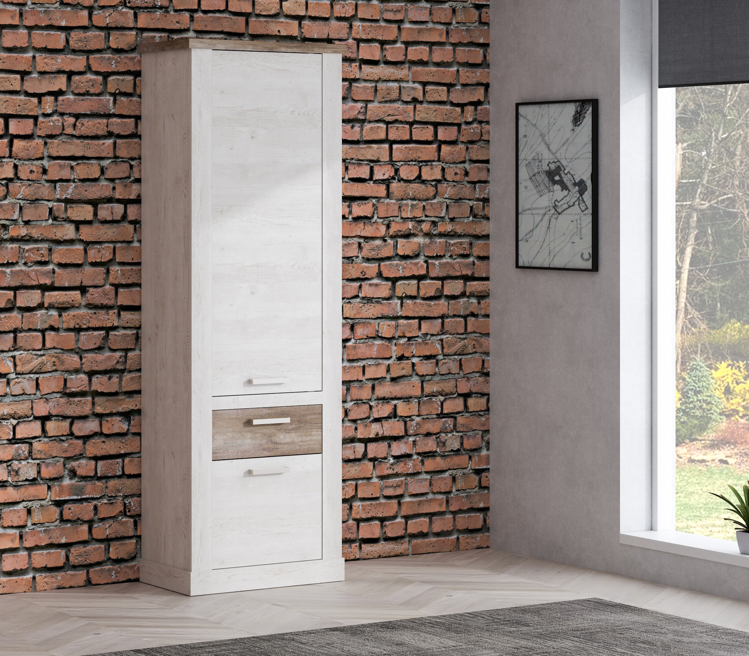 Image of FORTE Mehrzweckschrank "Duro" Höhe 212 cm, Bücherregal mit Türen und Schublade, im Landhausstil