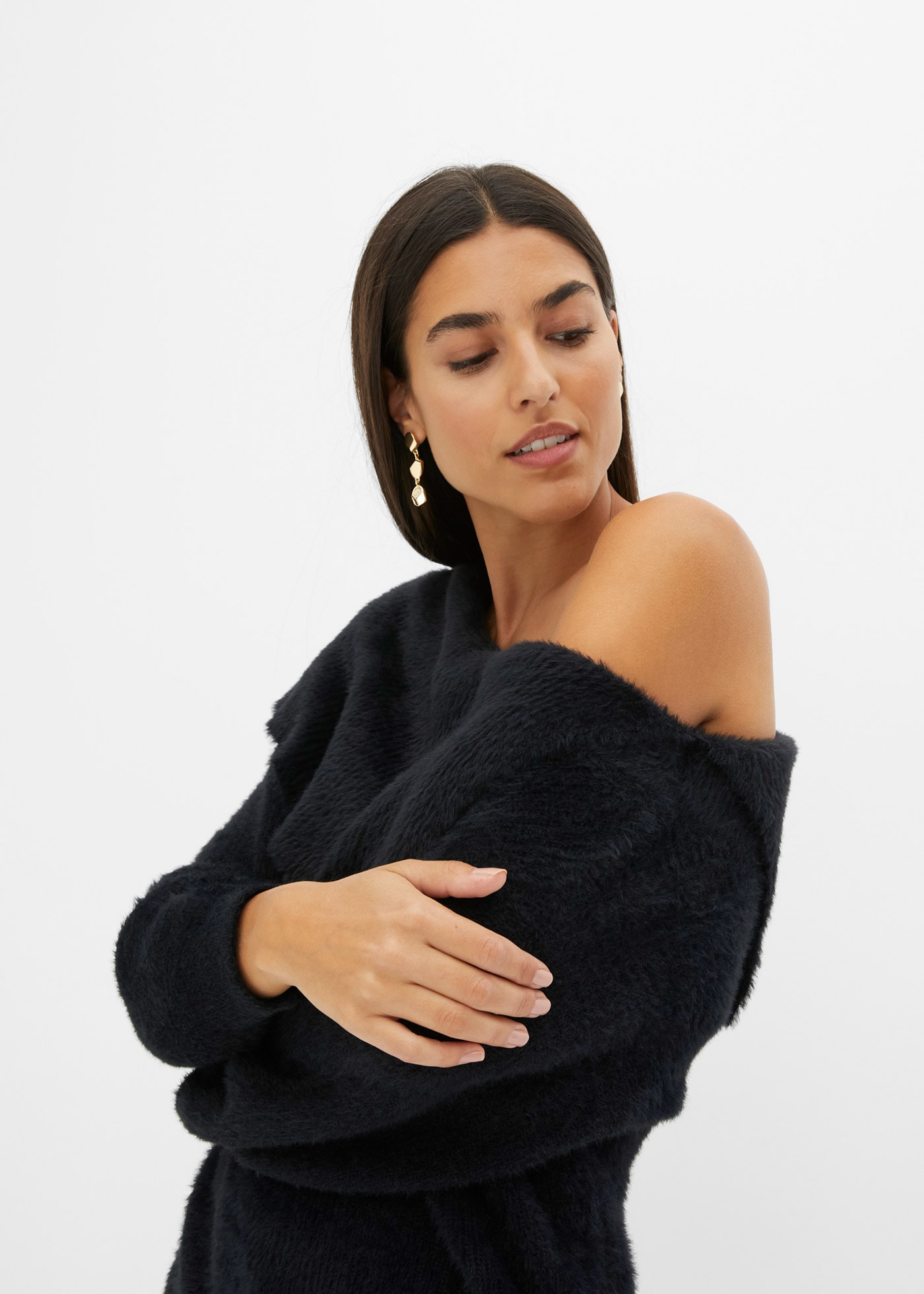 bonprix Pull en tricot aus Polyamid, Viskose und Polyester, lässig geschnittene Passform