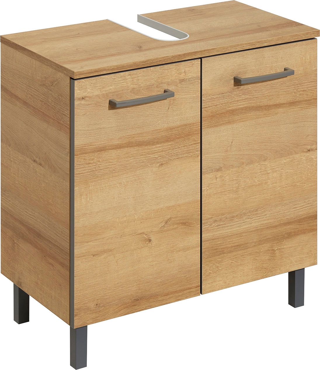 Image of Saphir Waschbeckenunterschrank "Quickset 919 Unterbeckenschrank, Riviera Eiche quer Nachbildung" Waschbeckenschrank inkl. Türdämpfer, 60 cm breit, ohne Waschbecken