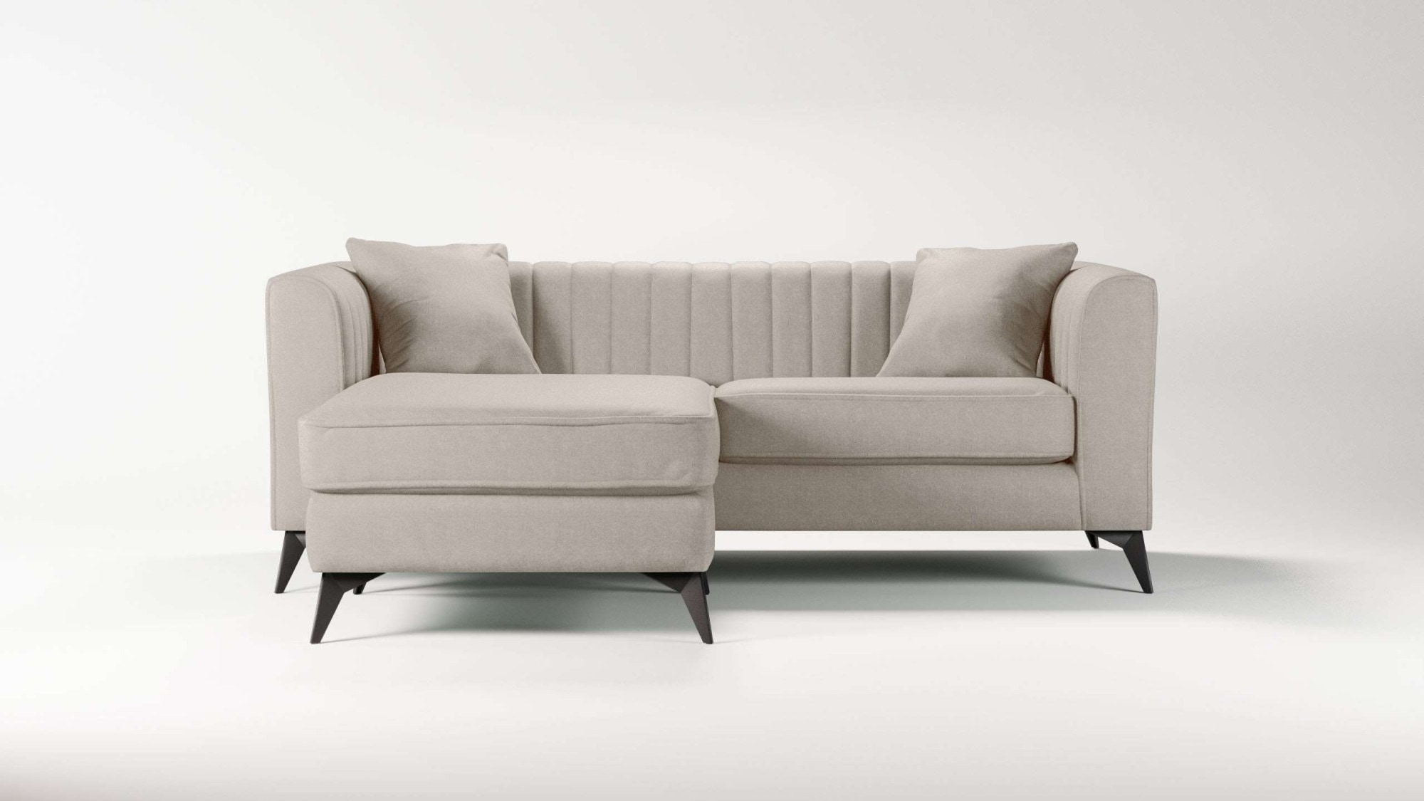 PLACES OF STYLE Ecksofa »MATTHEW L-Form ideal für kleine Räume, Masse B/T/H: 201/162/74 cm« elegantes Designsofa, feine Steppung im Rücken, incl. Zierkissen