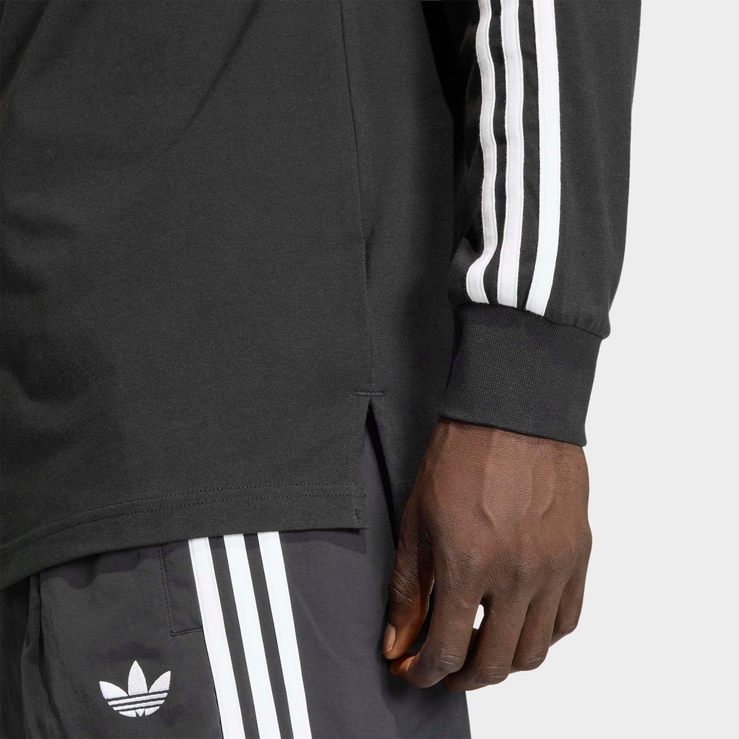adidas Originals Poloshirt »3-STREIFEN RUGBY LONGSLEEVE POLO« mit Druckknopf, aus Baumwolle