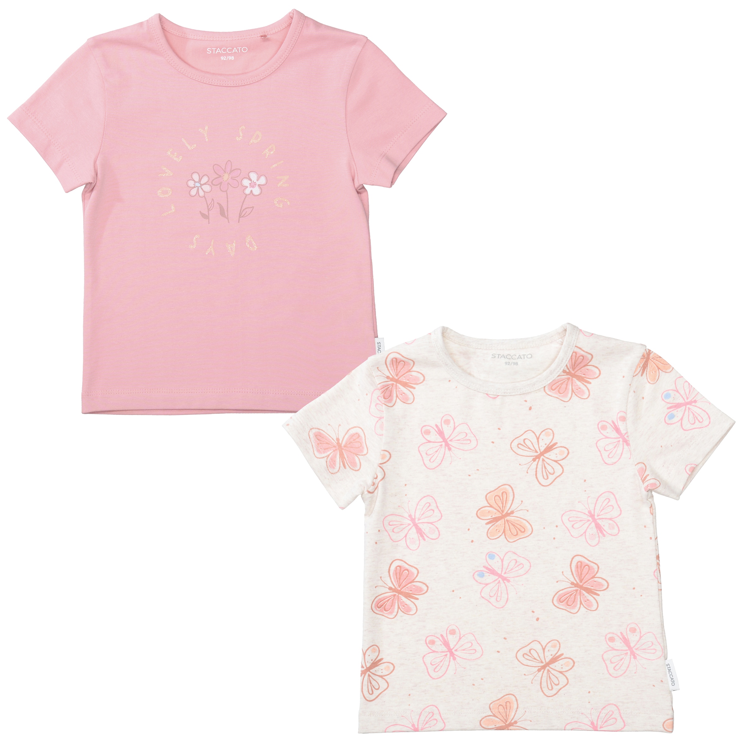 Image of STACCATO T-Shirt 2 tlg. 2er Pack, bedruckt und mit Schmetterlings-Muster, für Girls