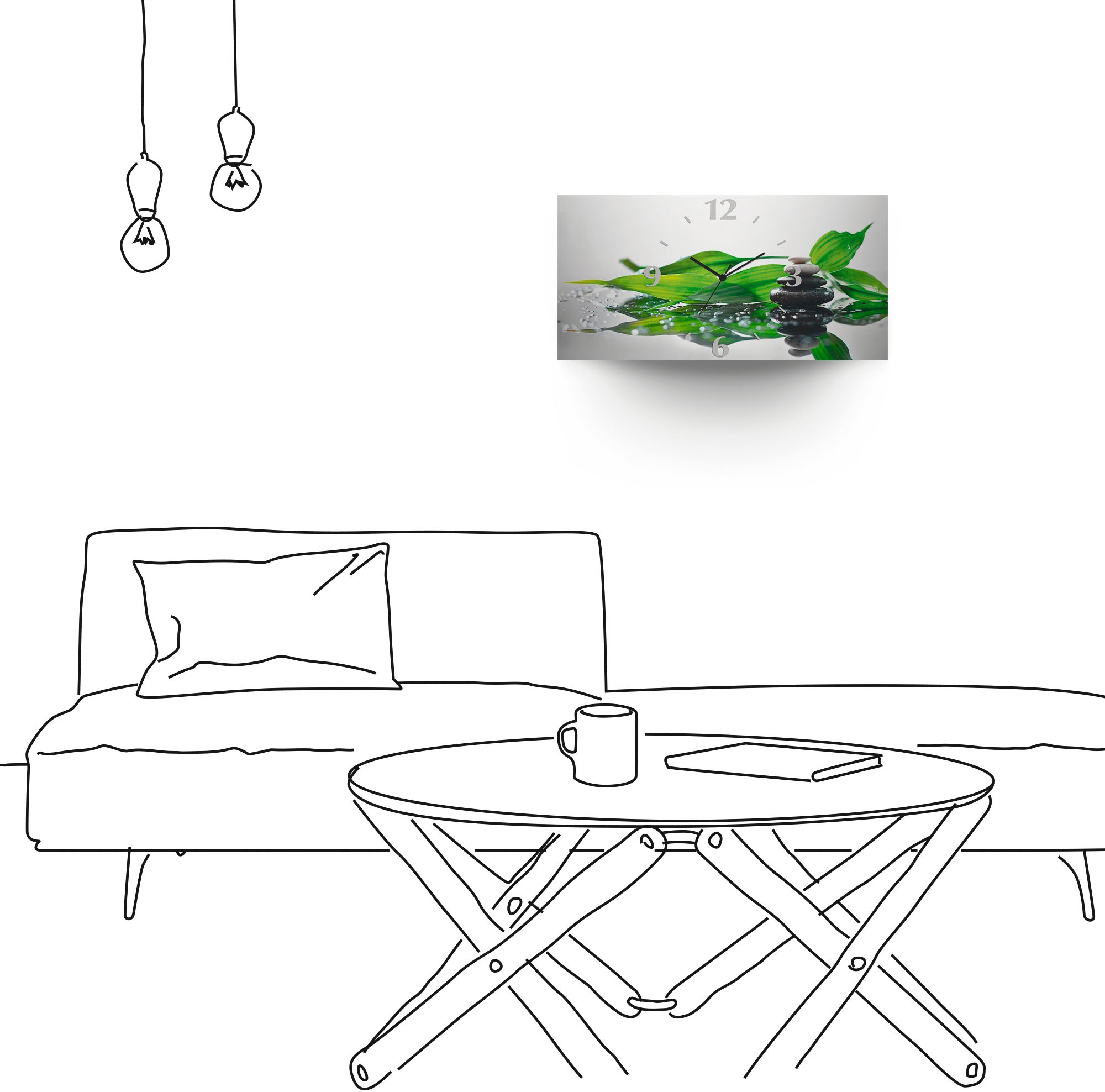 Artland Horloge murale »Spa mit Steinen und Bambus« wahlweise mit Quarz- oder Funkuhrwerk, lautlos ohne Tickgeräusche