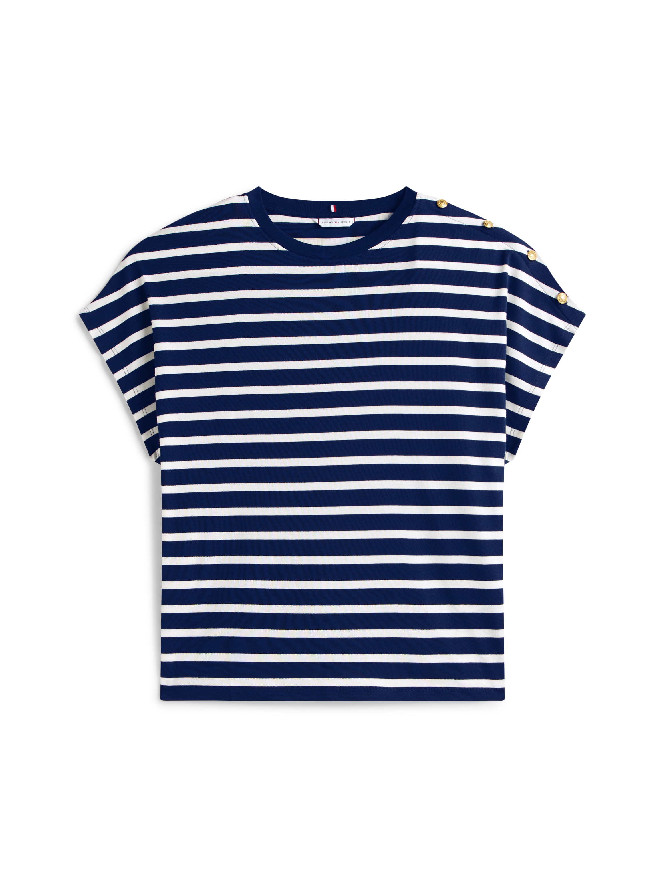 Tommy Hilfiger Curve Kurzarmshirt »CRV GOLD BUTTON SS TEE«, in grossen Grössen