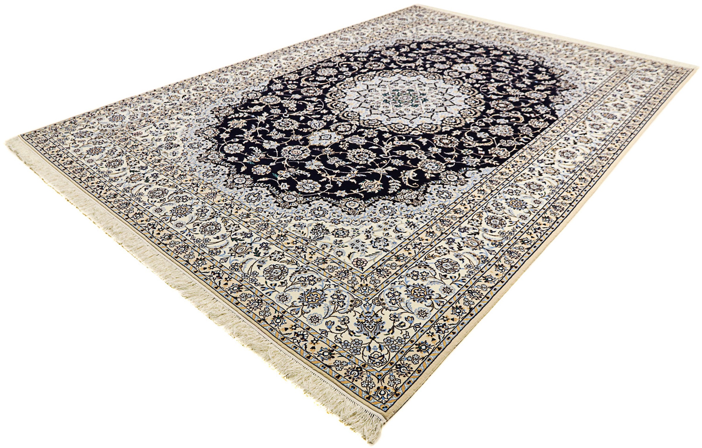 Image of morgenland Orientteppich »Perser - Nain - Premium - 358 x 254 cm - dunkelblau«, rechteckig, 6 mm Höhe, Wohnzimmer, Handgeknüpft, Einzelstück mit Zertifikat bei Ackermann Versand Schweiz